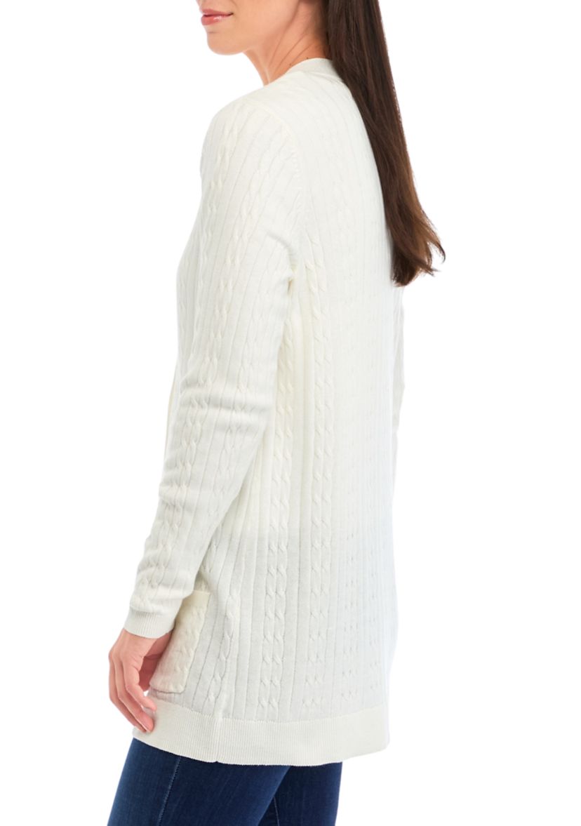Womens Button Front Cable Knit Cardigan