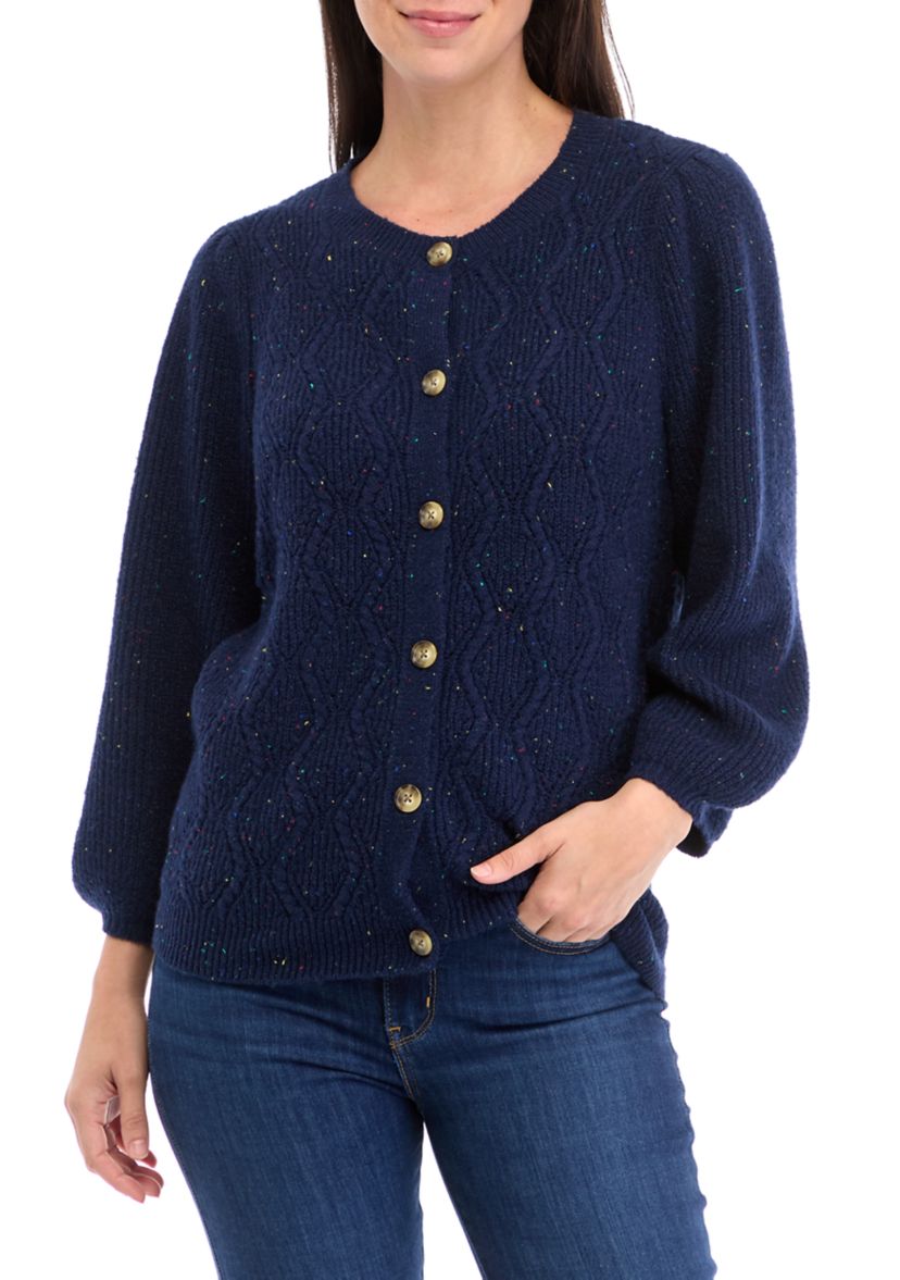Womens Cable Knit Button Front Cardigan