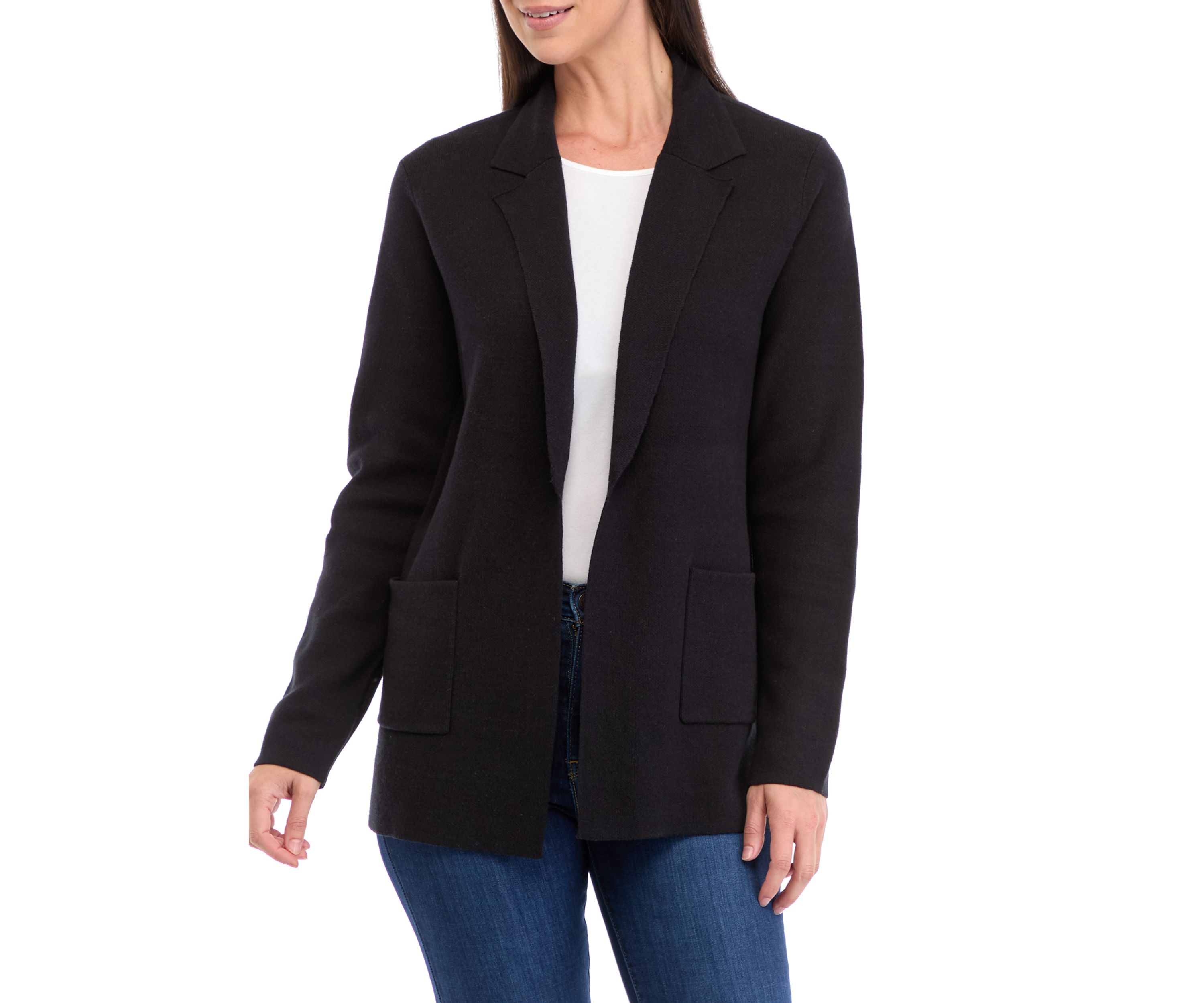 Womens Open Front Knit Blazer