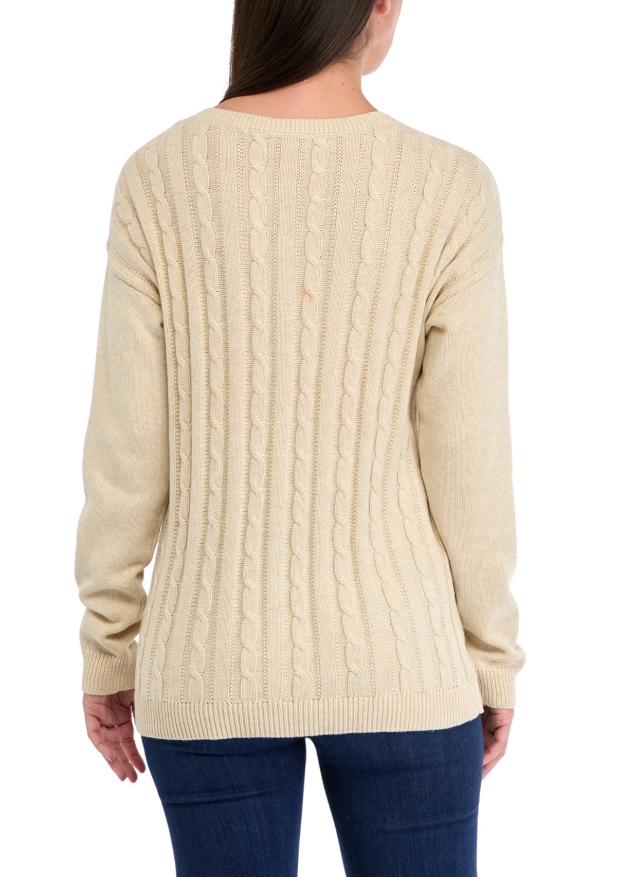 Womens Heather Cable Knit Sweater
