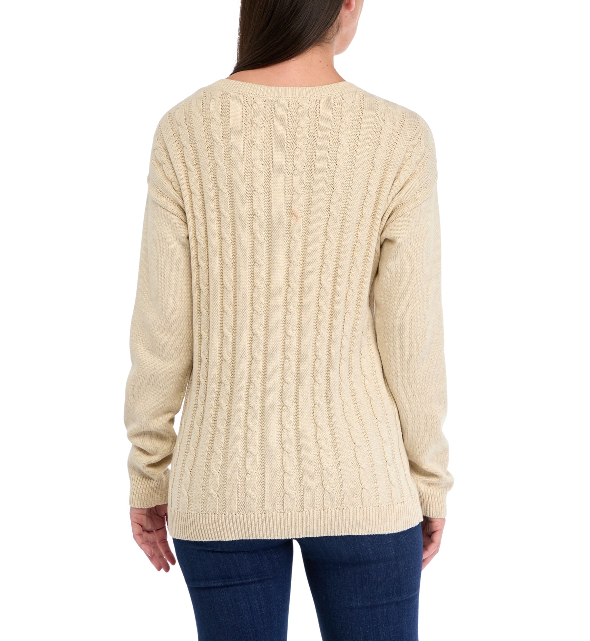 Womens Heather Cable Knit Sweater