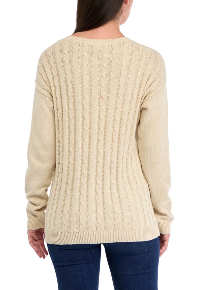 Womens Heather Cable Knit Sweater
