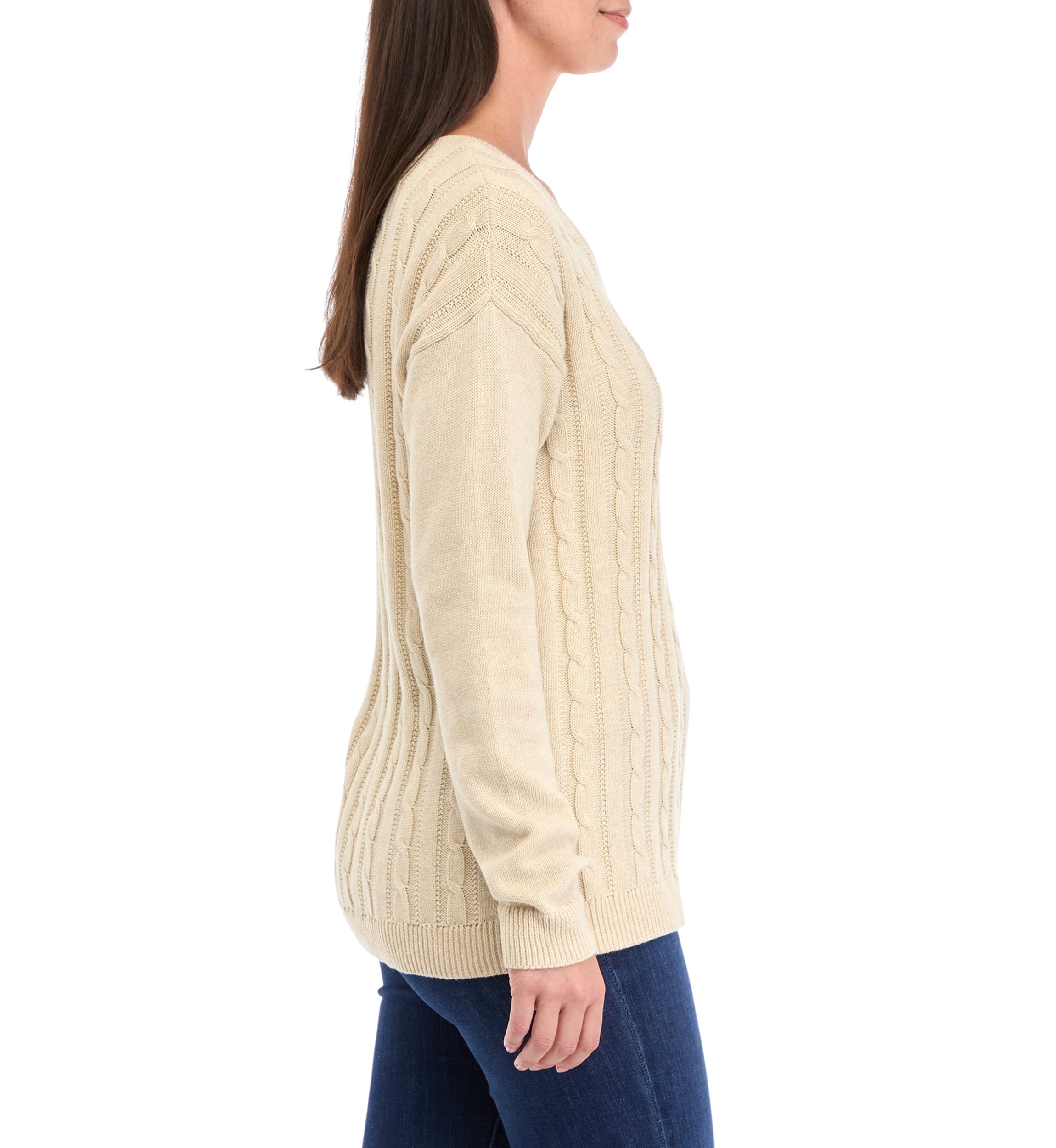 Womens Heather Cable Knit Sweater