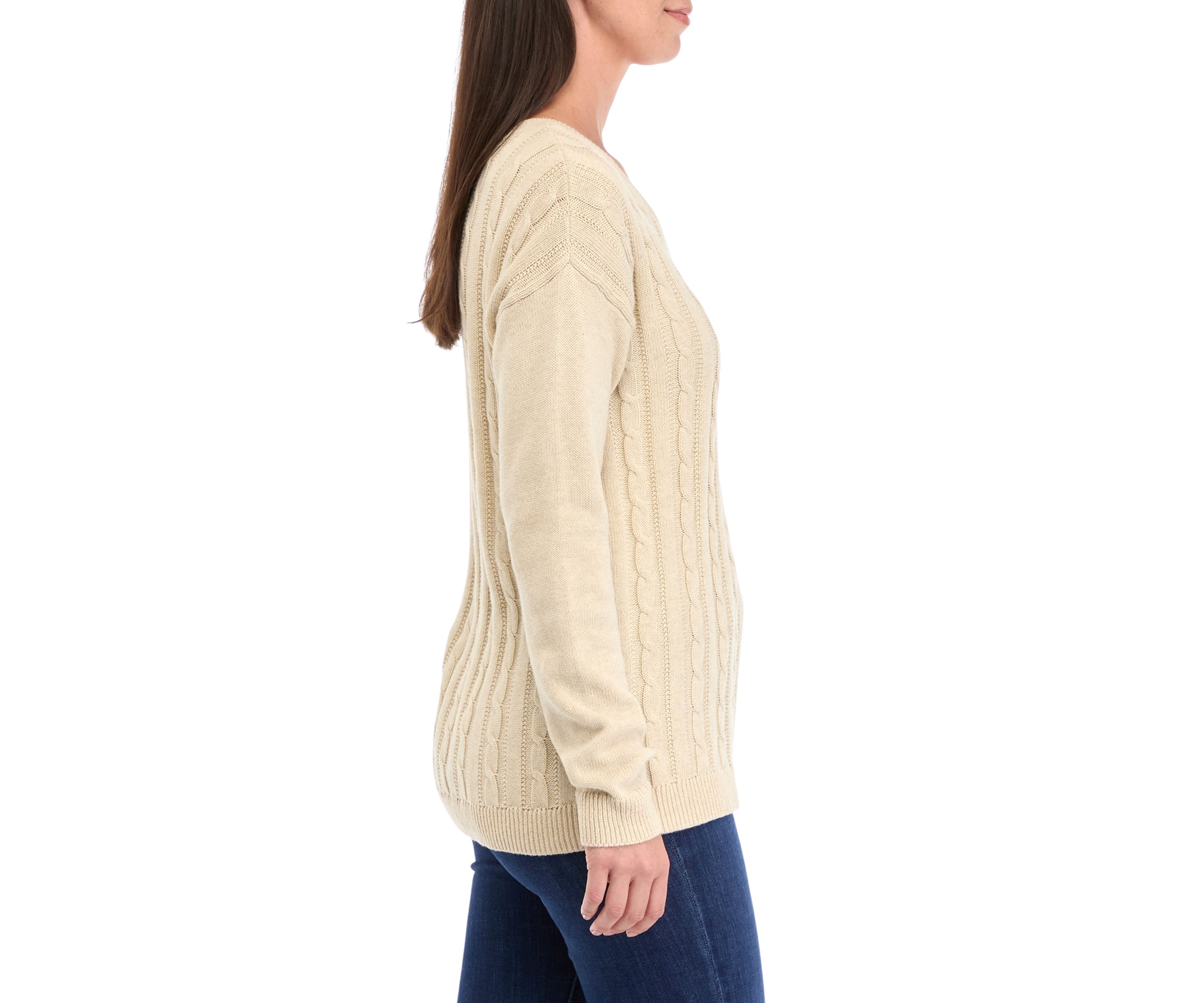 Womens Heather Cable Knit Sweater