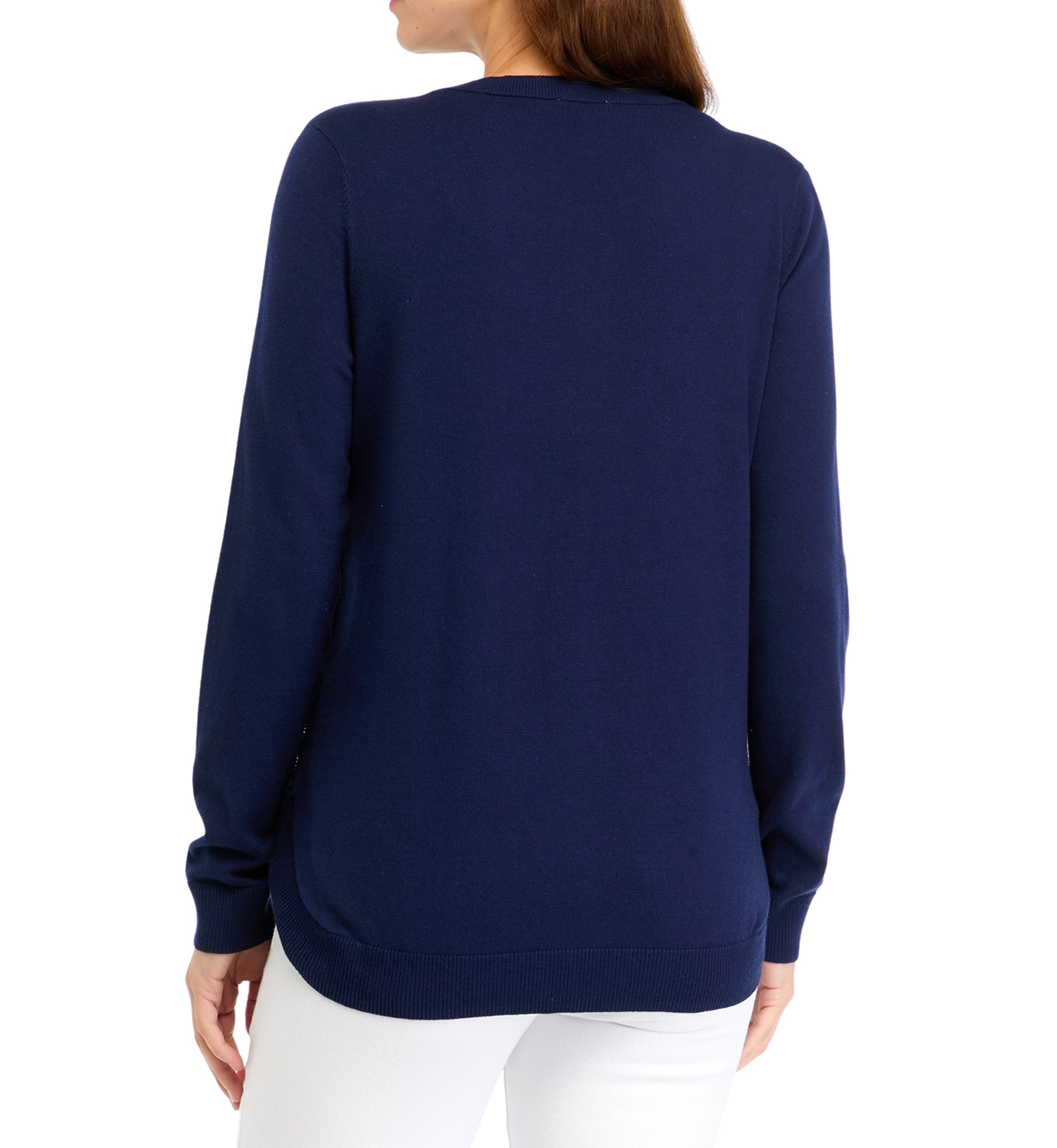Womens Solid Button Trim Sweater