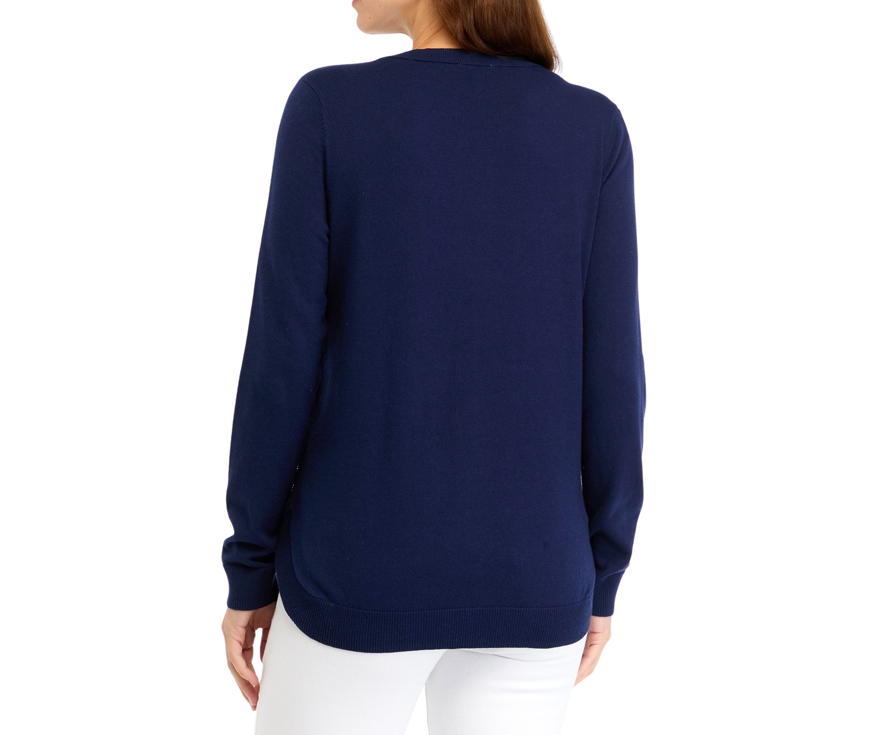 Womens Solid Button Trim Sweater