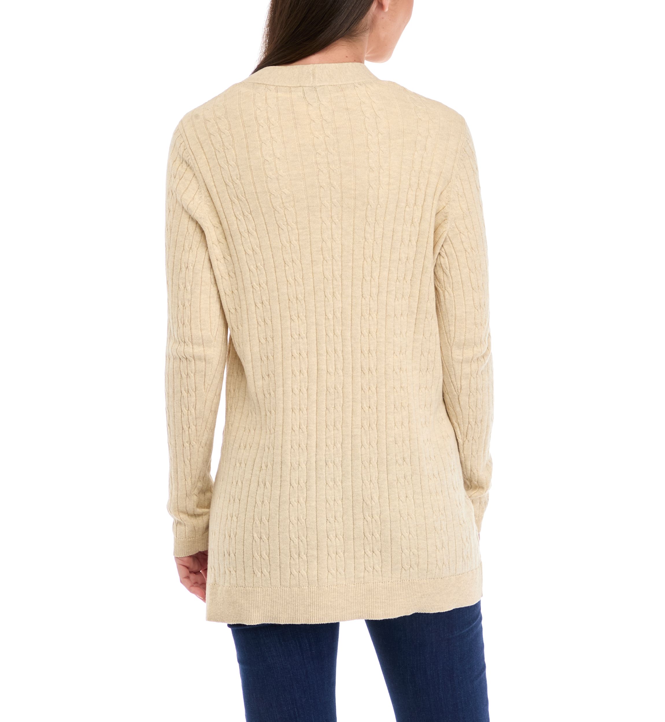 Womens Button Front Cable Knit Cardigan