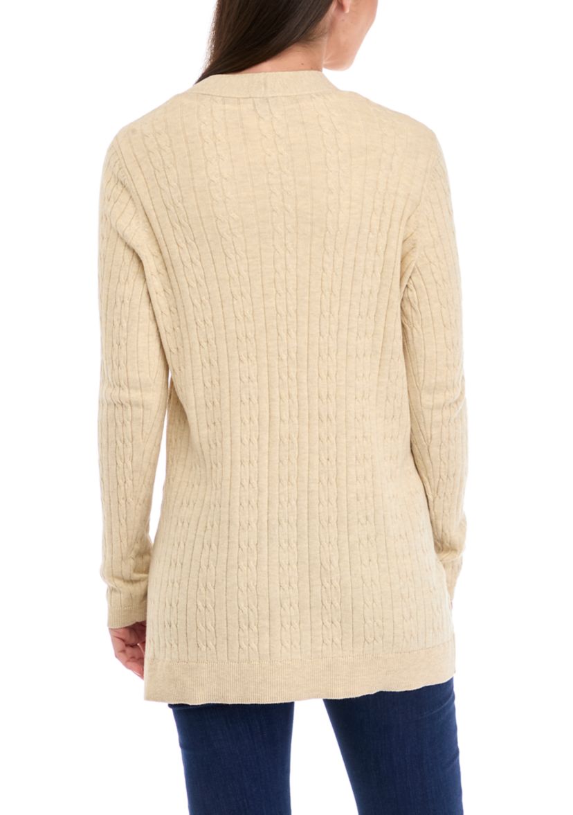 Womens Button Front Cable Knit Cardigan