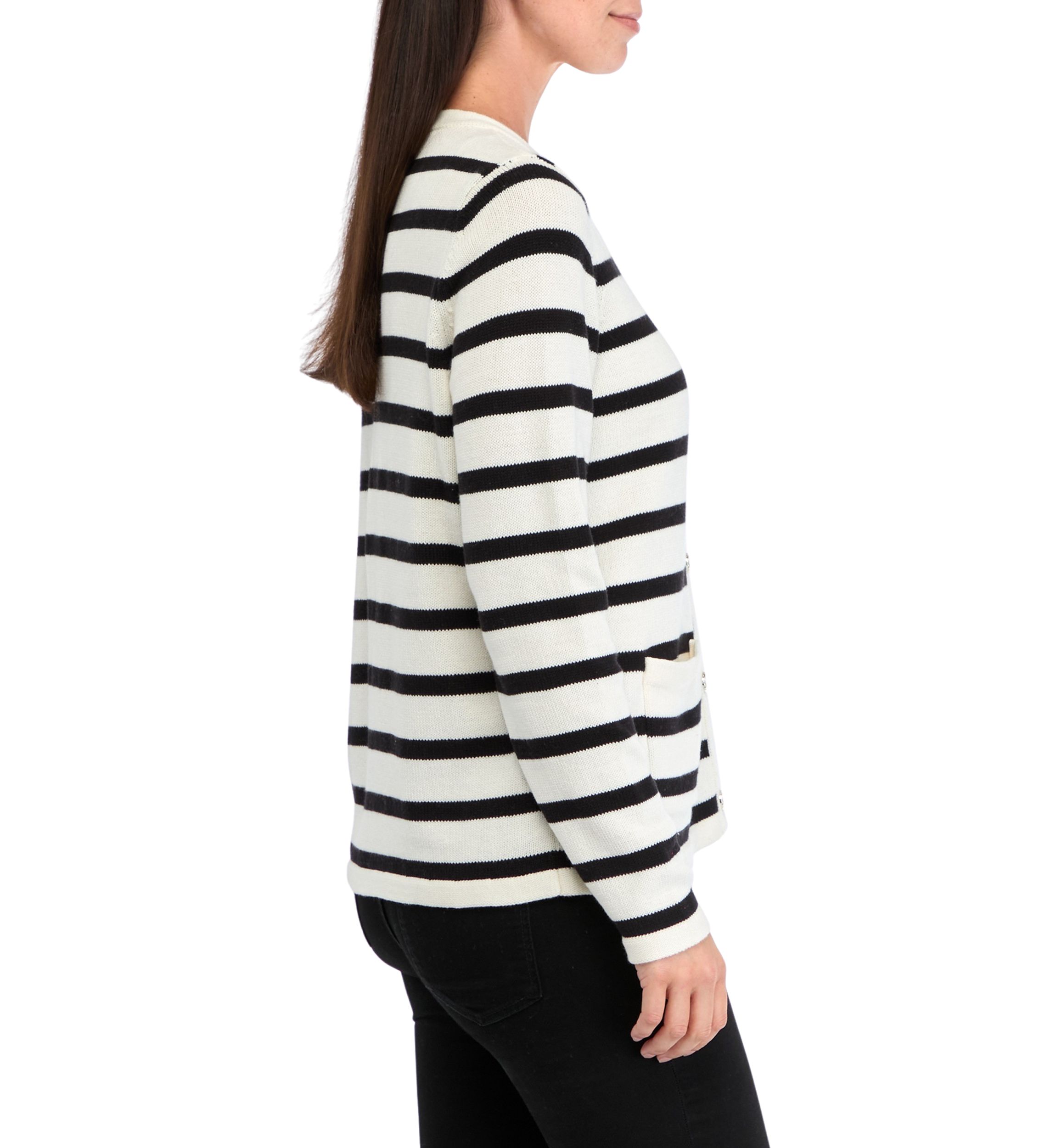 Womens Striped Button Front Cardigan