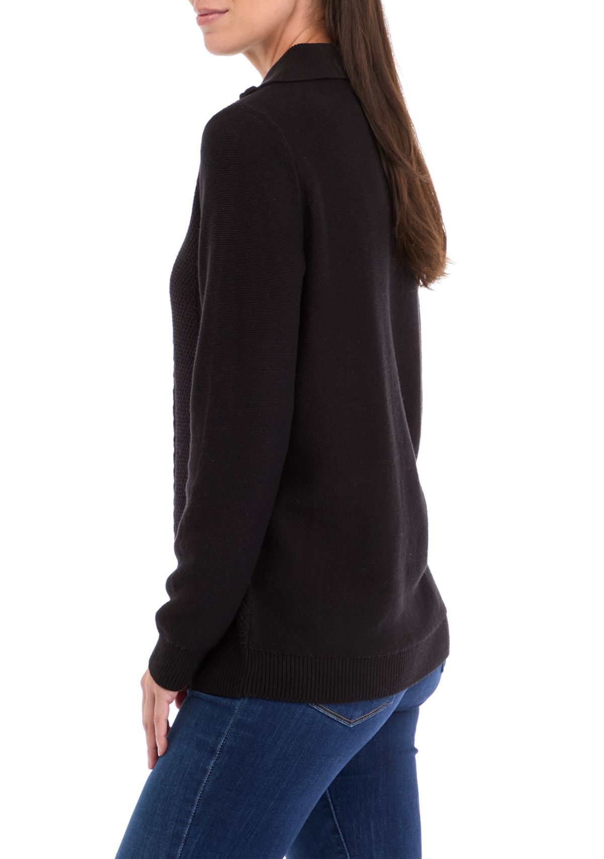Womens 1/4 Zip Cable Knit Sweater