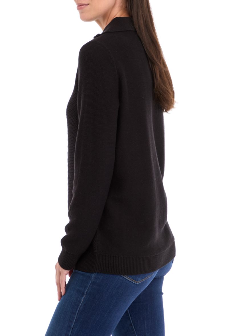 Womens 1/4 Zip Cable Knit Sweater
