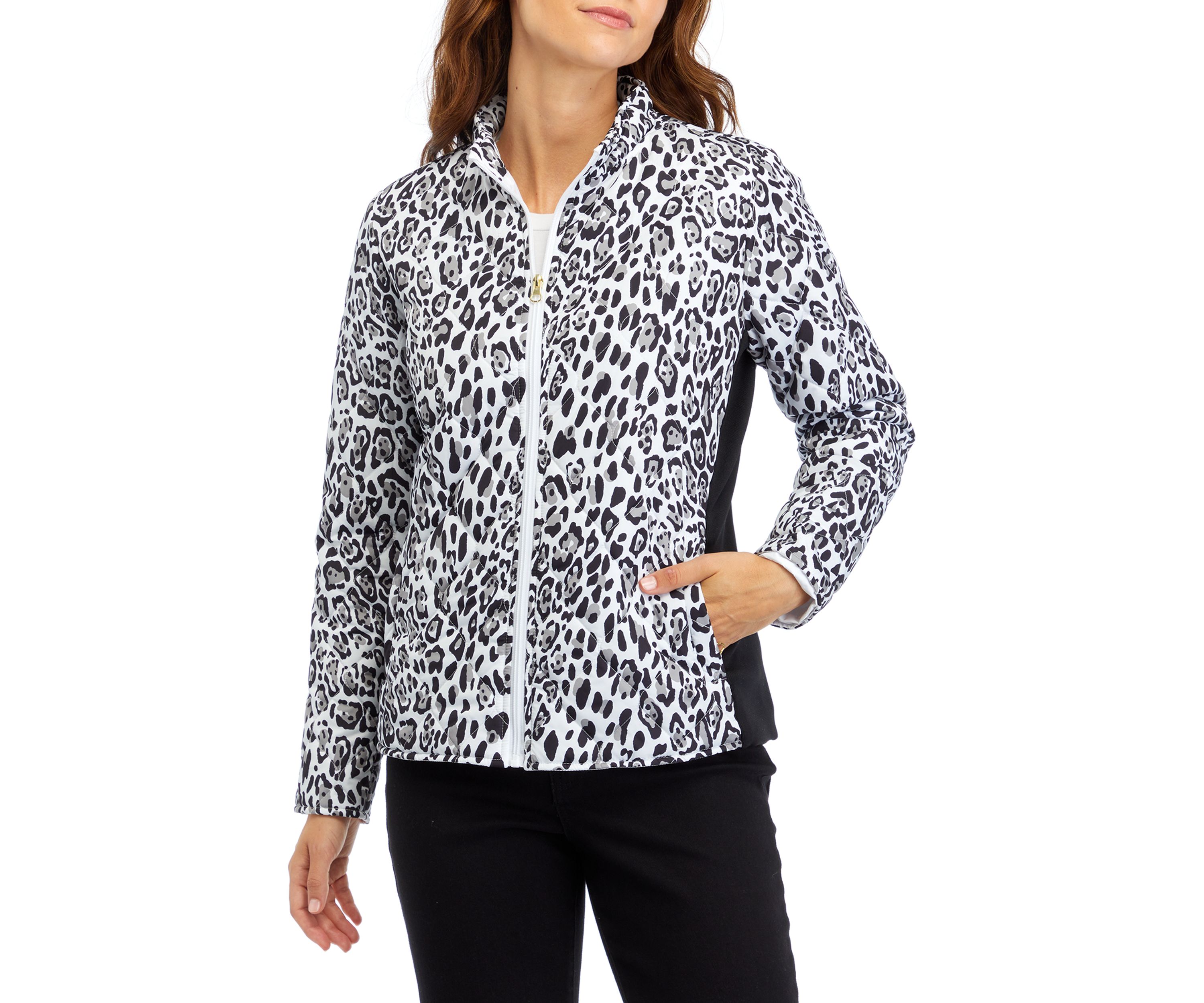 Womens Side Rib Printed Puff Jacket