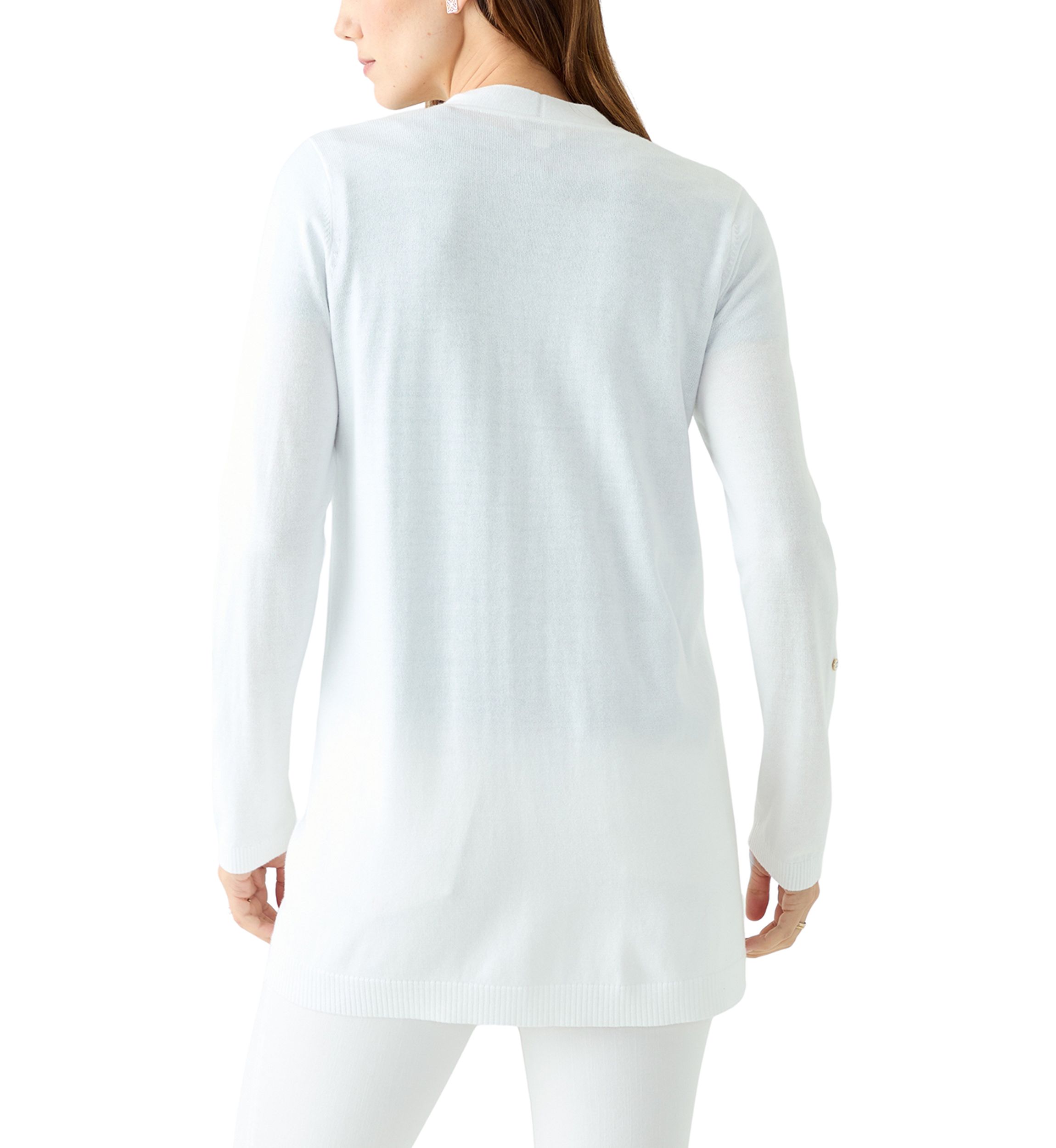 Womens Roll Tab Solid Cardigan