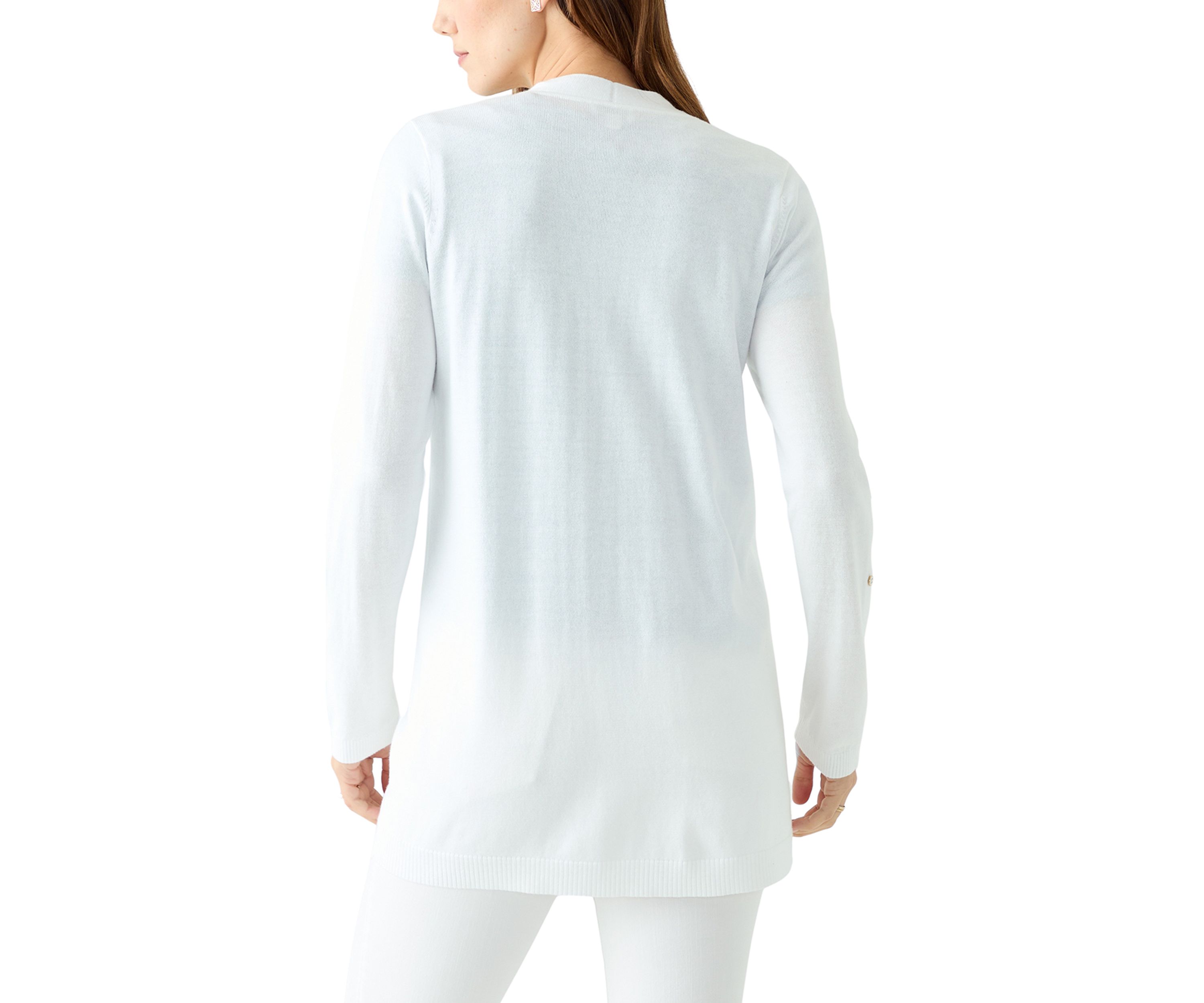 Womens Roll Tab Solid Cardigan