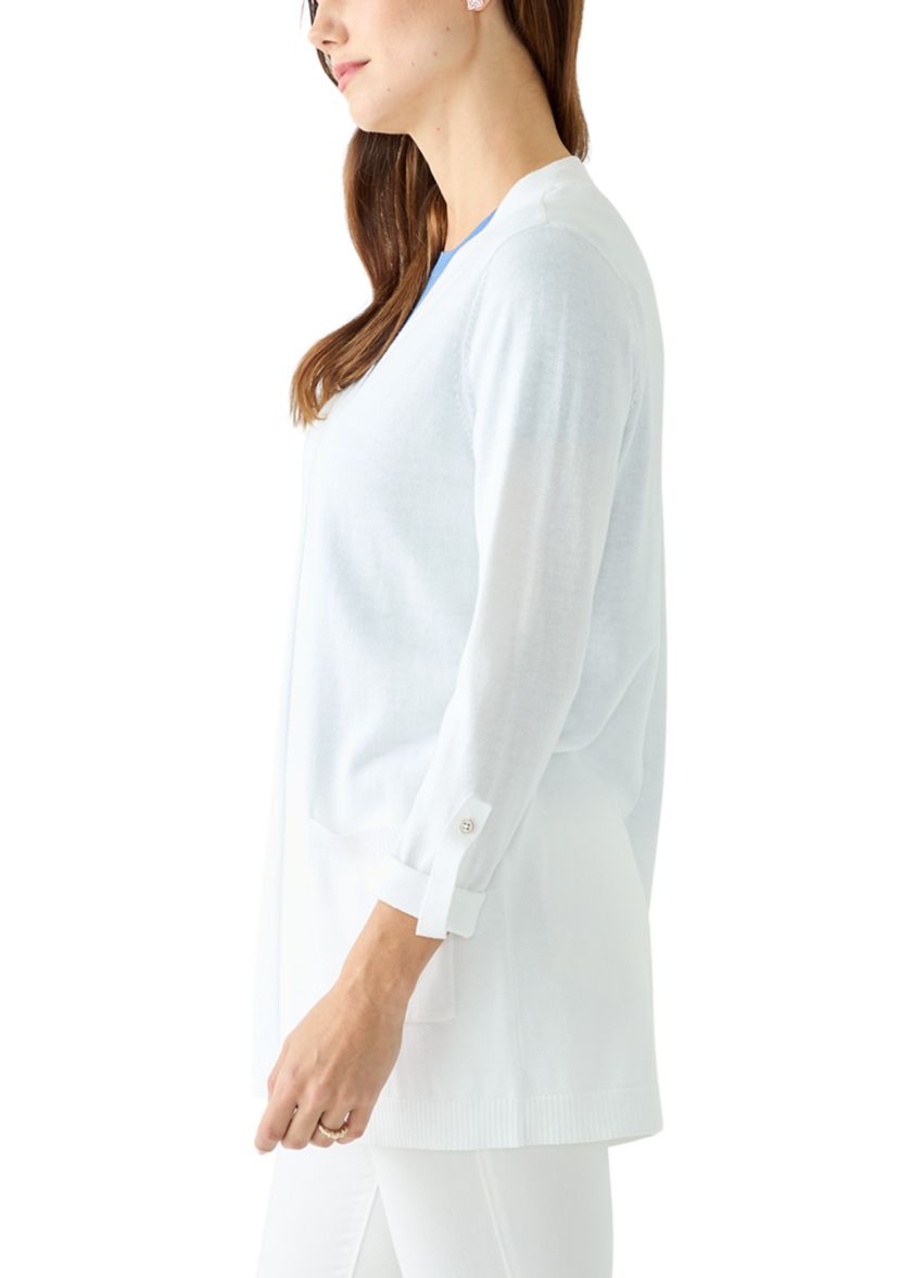 Womens Roll Tab Solid Cardigan