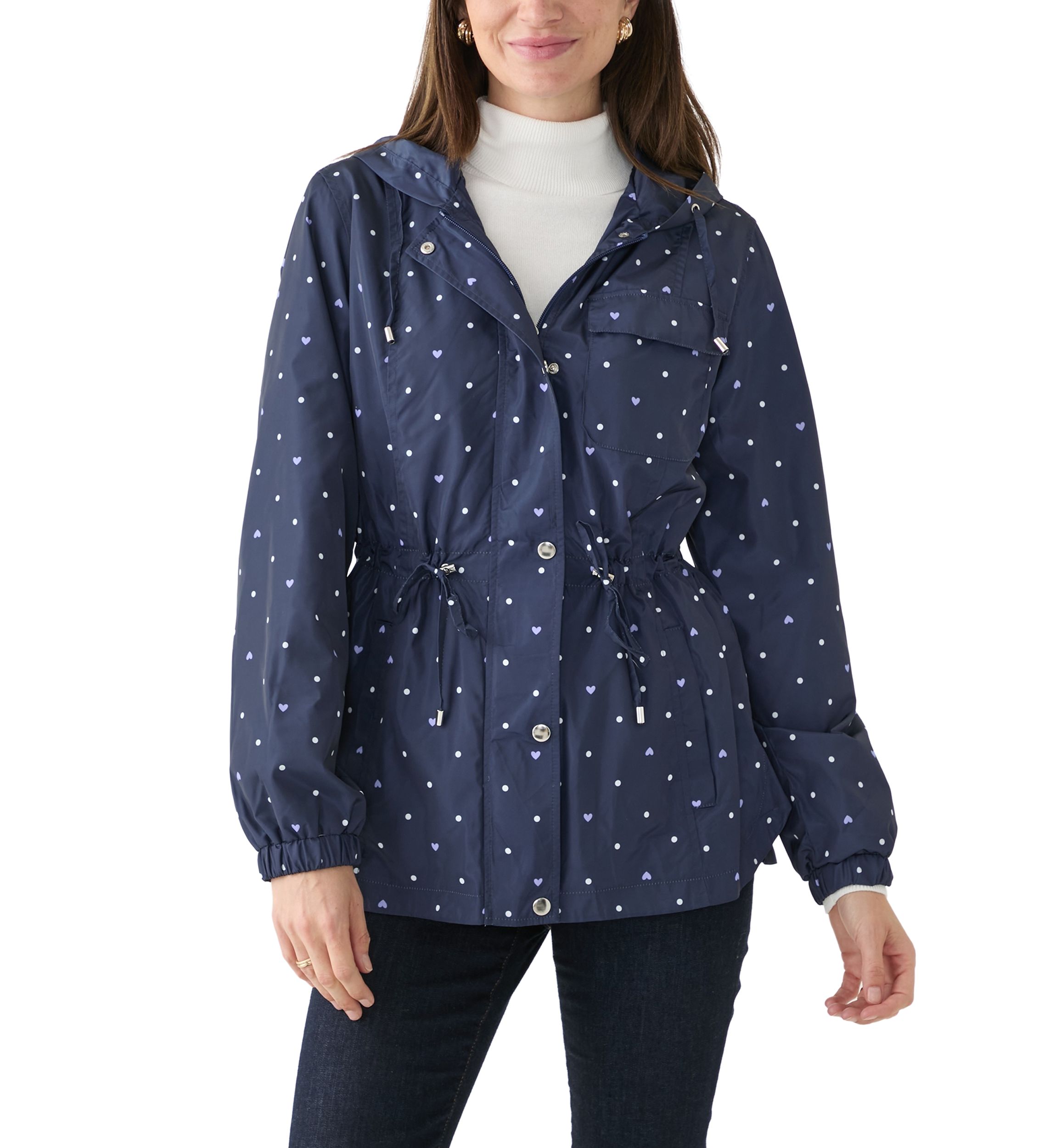 Womens Long Sleeve Hooded Printed Anorak Jacket 
