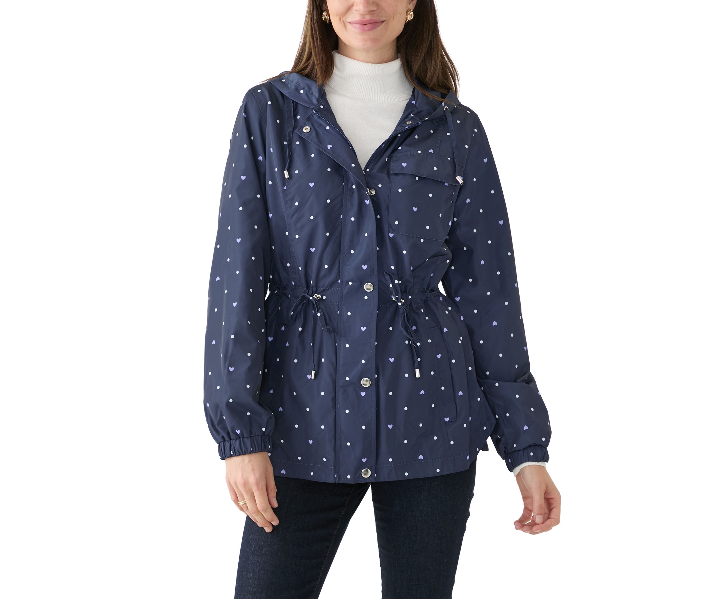 Womens Long Sleeve Hooded Printed Anorak Jacket 