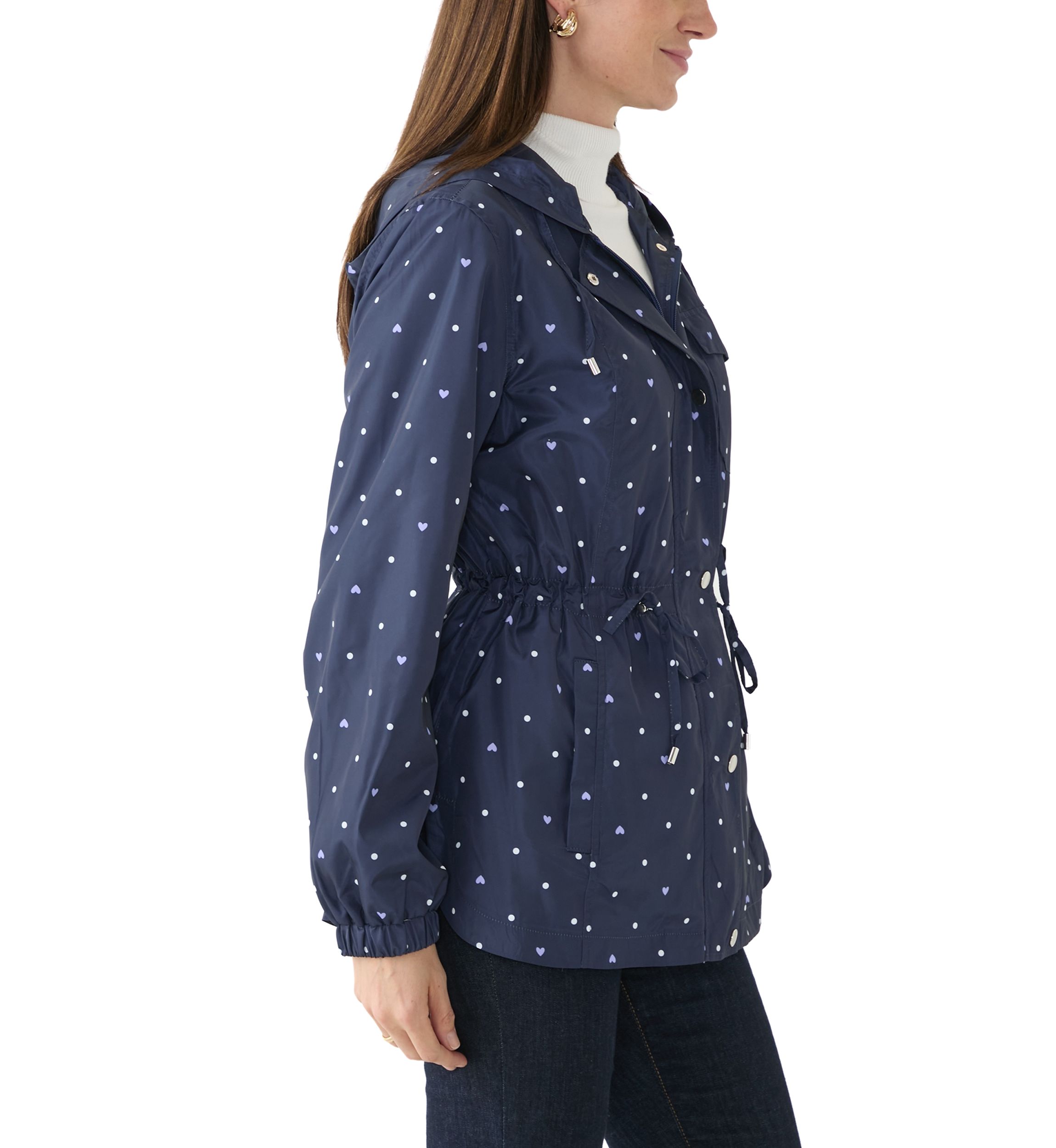 Womens Long Sleeve Hooded Printed Anorak Jacket 