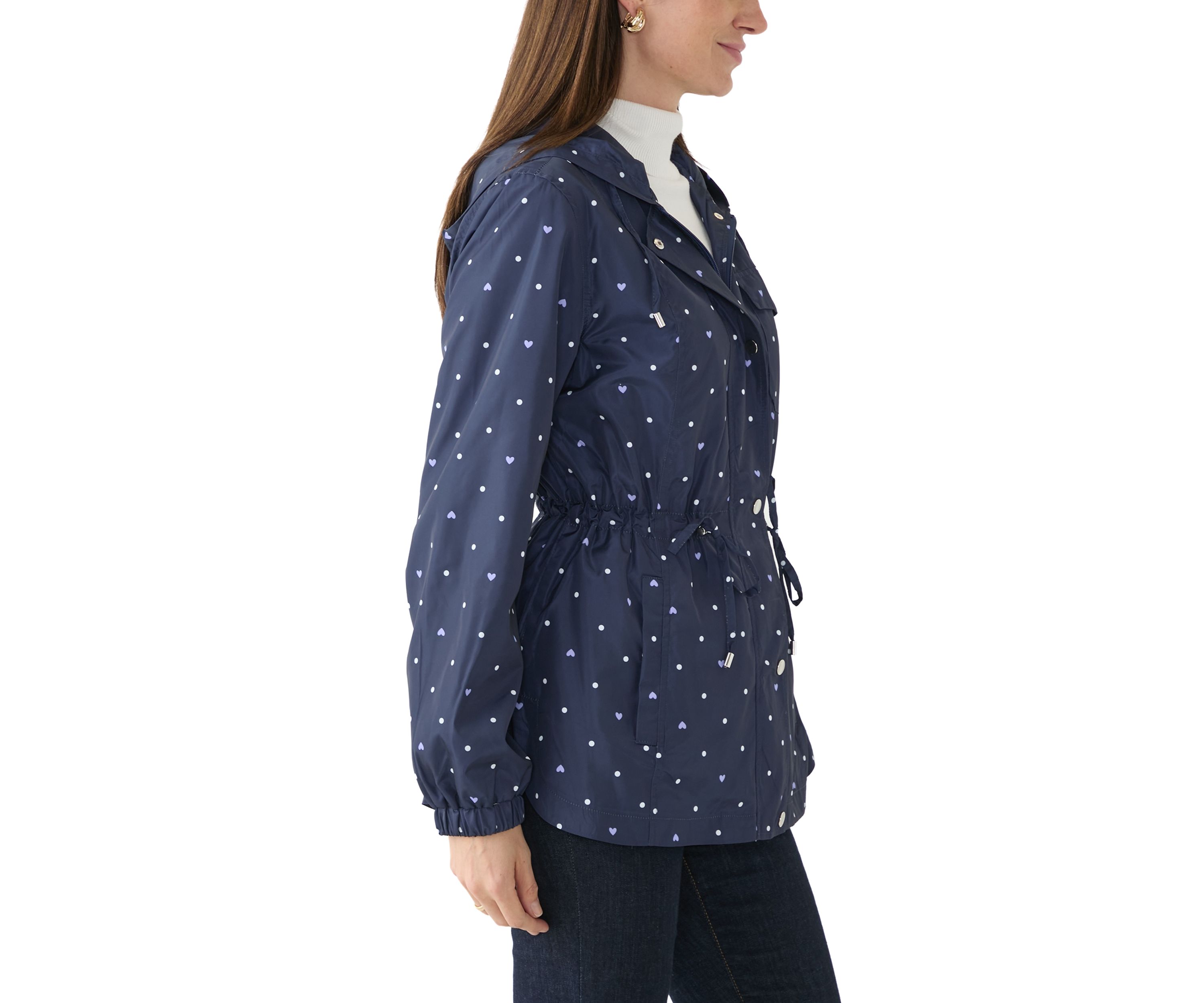 Womens Long Sleeve Hooded Printed Anorak Jacket 