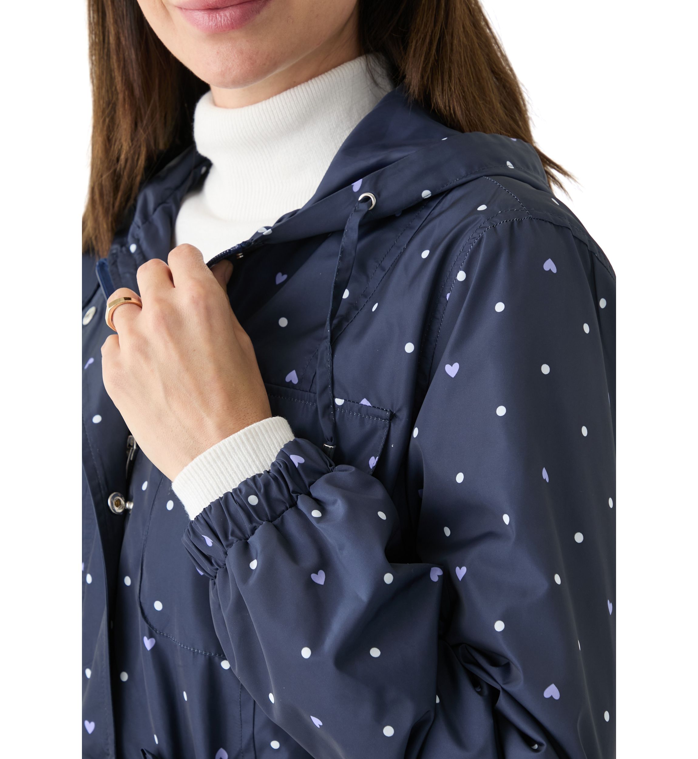 Womens Long Sleeve Hooded Printed Anorak Jacket 
