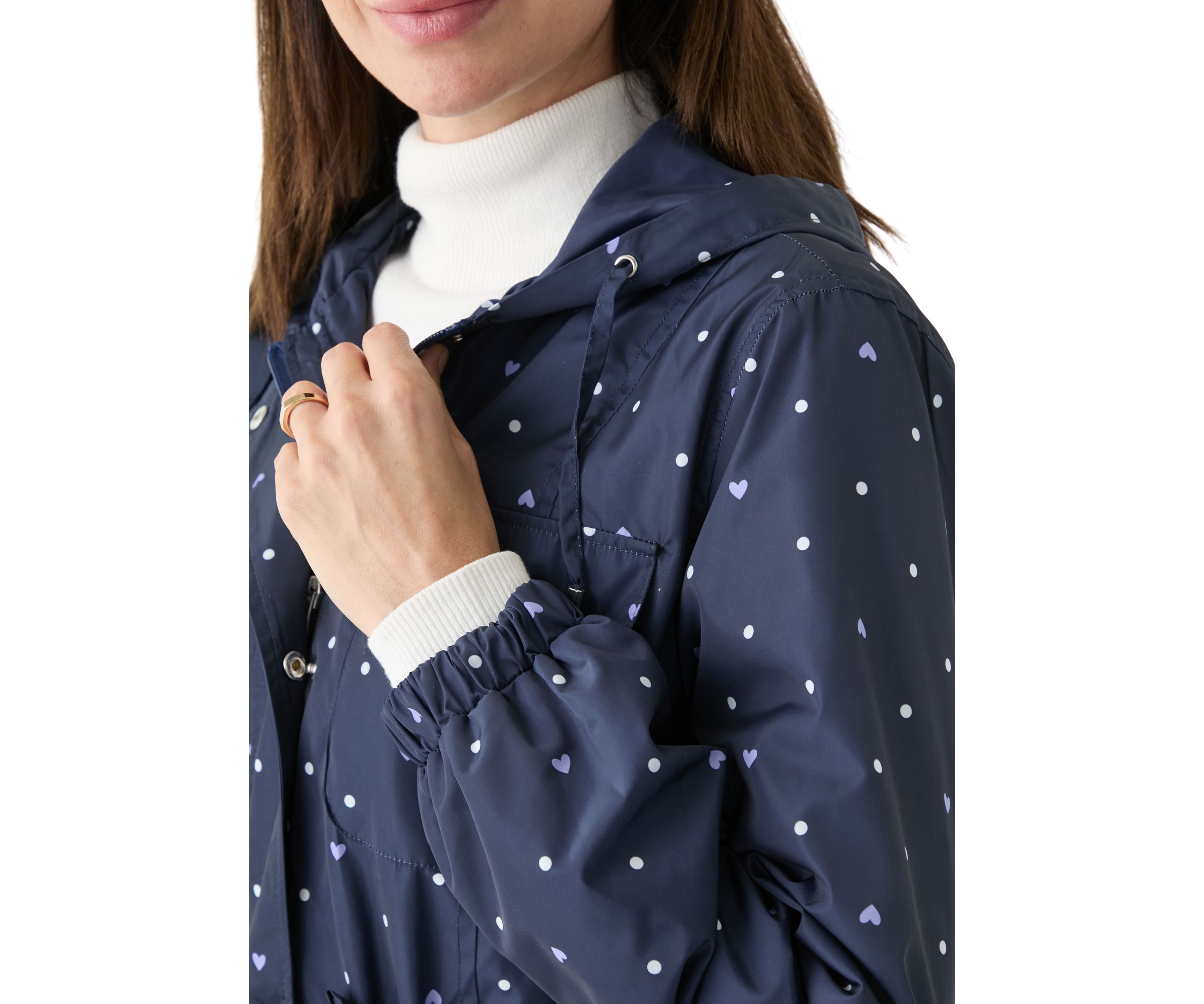 Womens Long Sleeve Hooded Printed Anorak Jacket 