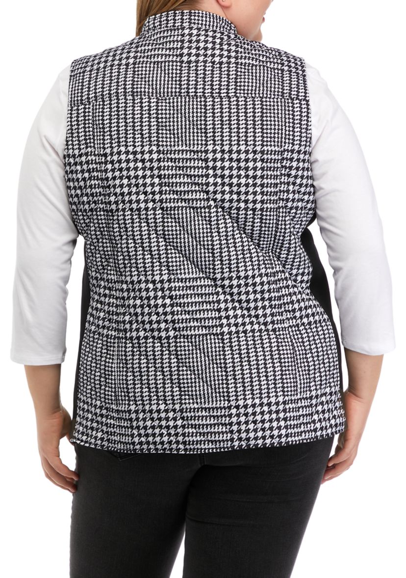 Plus Size Quilted Ribbed Printed Vest
