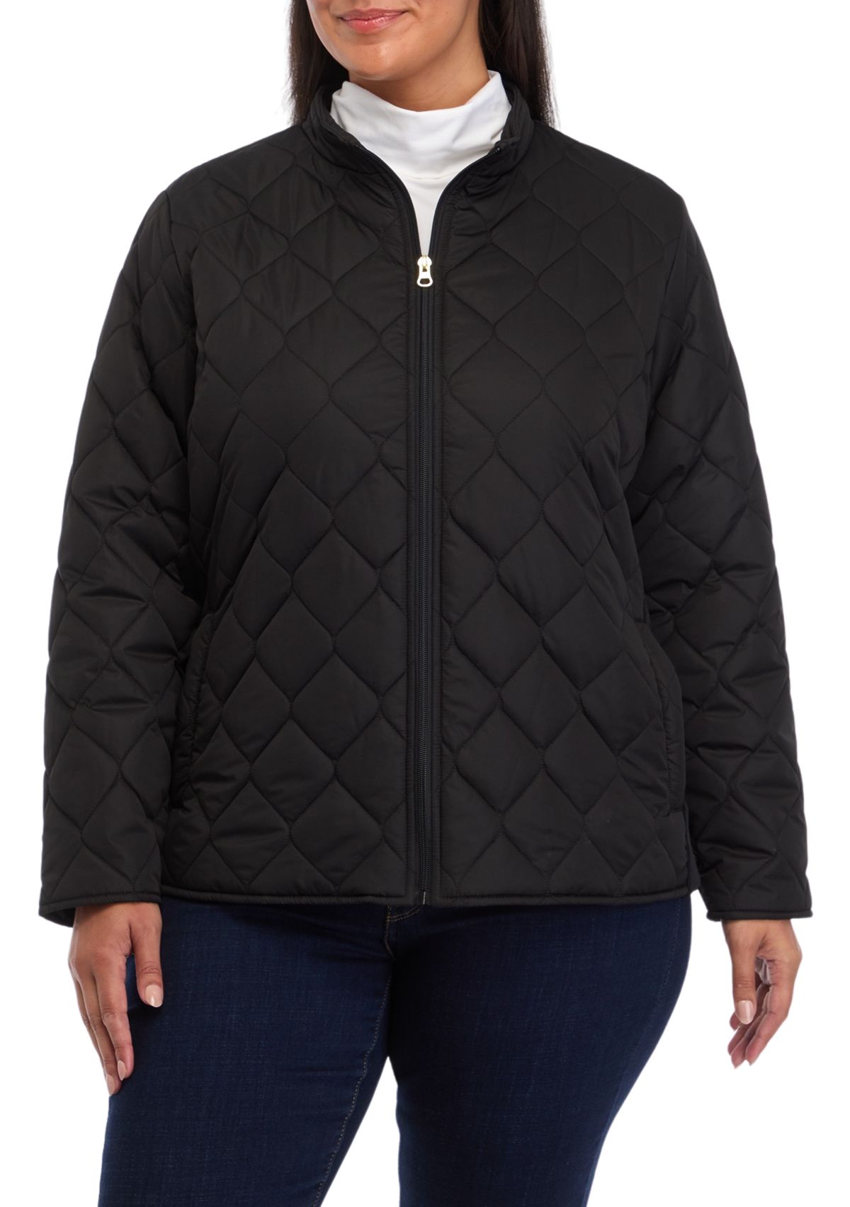 Plus Size Side Rib Puffer Jacket 