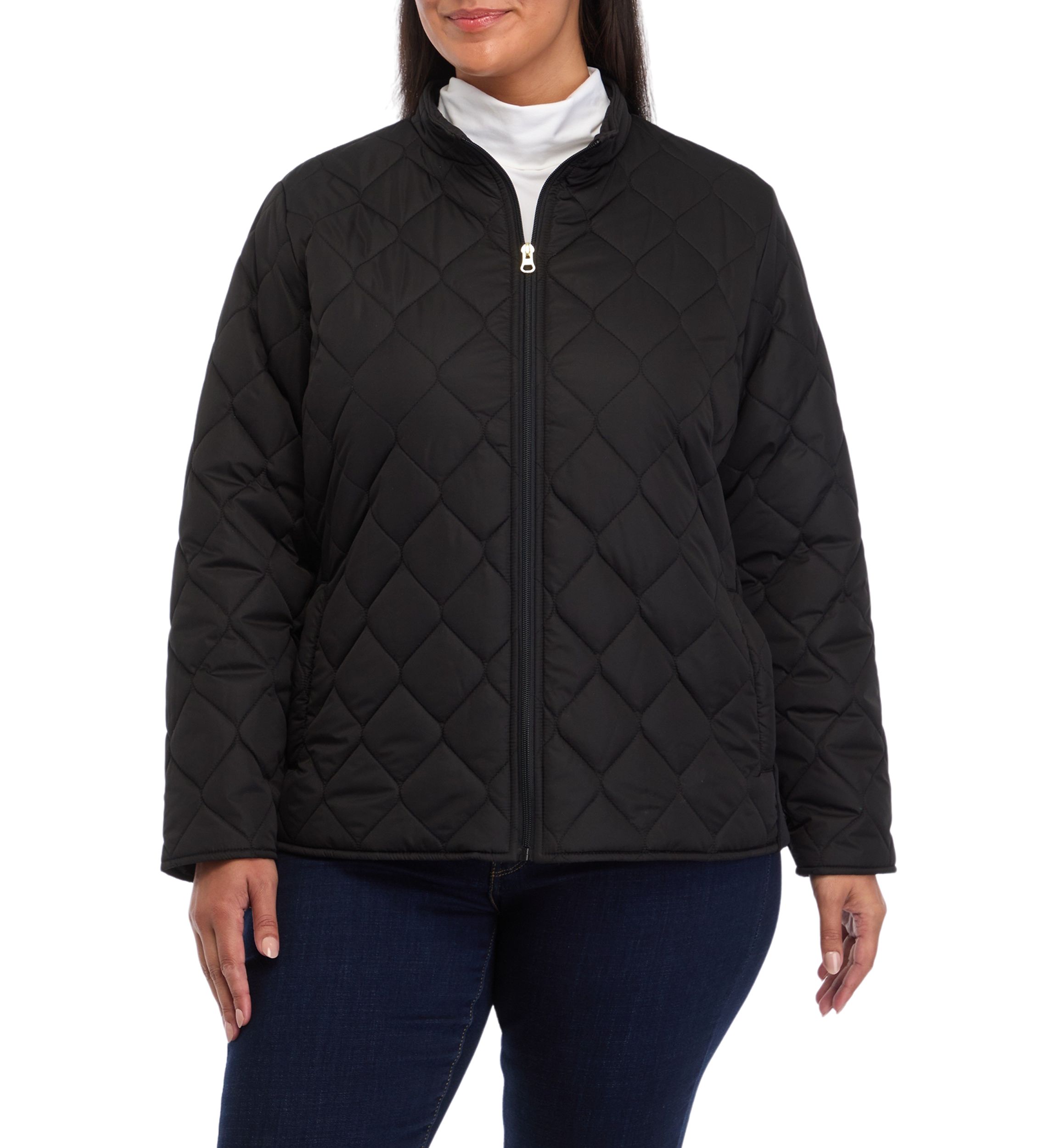 Plus Size Side Rib Puffer Jacket 