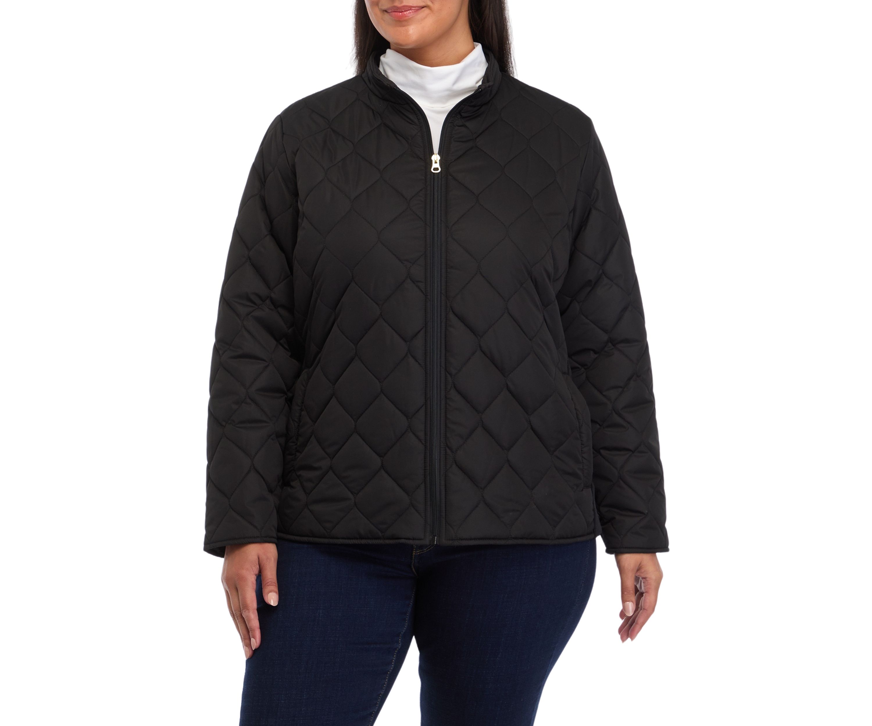 Plus Size Side Rib Puffer Jacket 