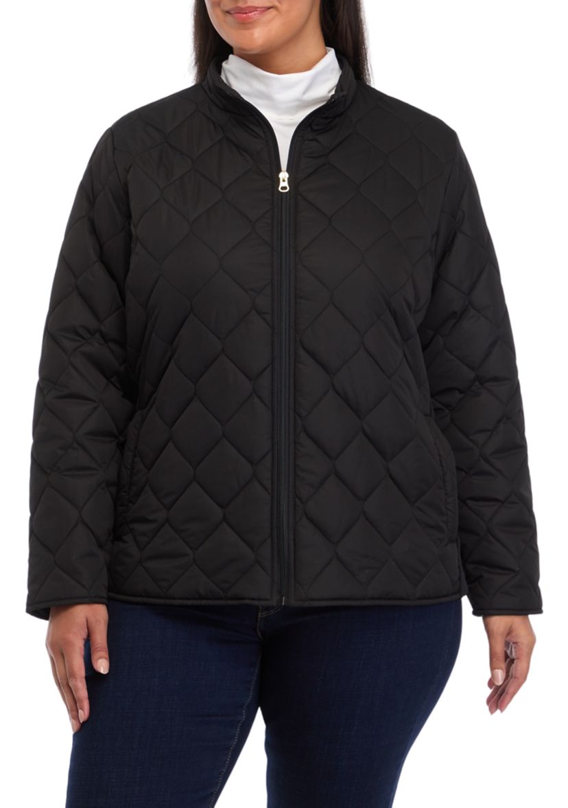 Plus Size Side Rib Puffer Jacket 