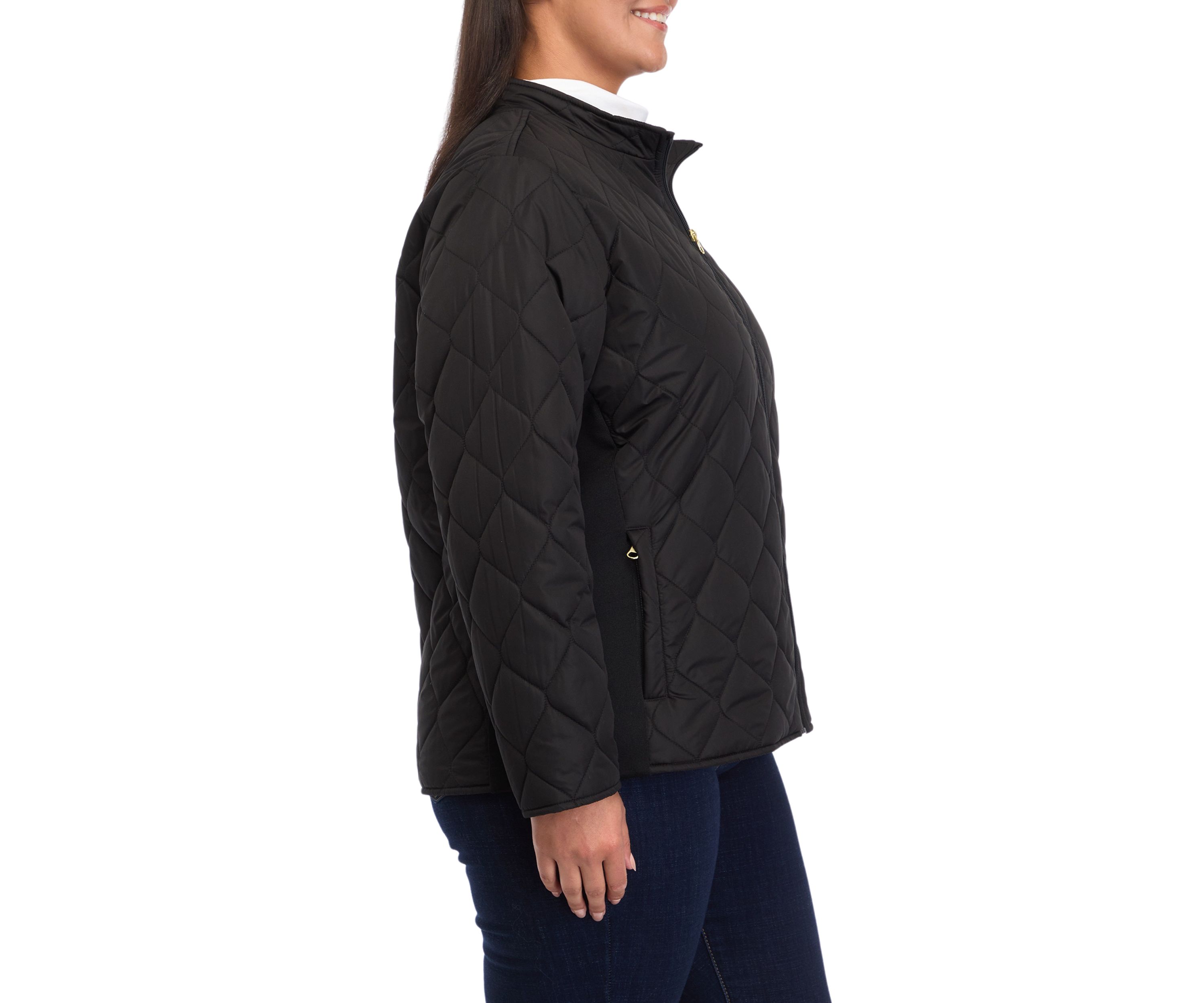 Plus Size Side Rib Puffer Jacket 