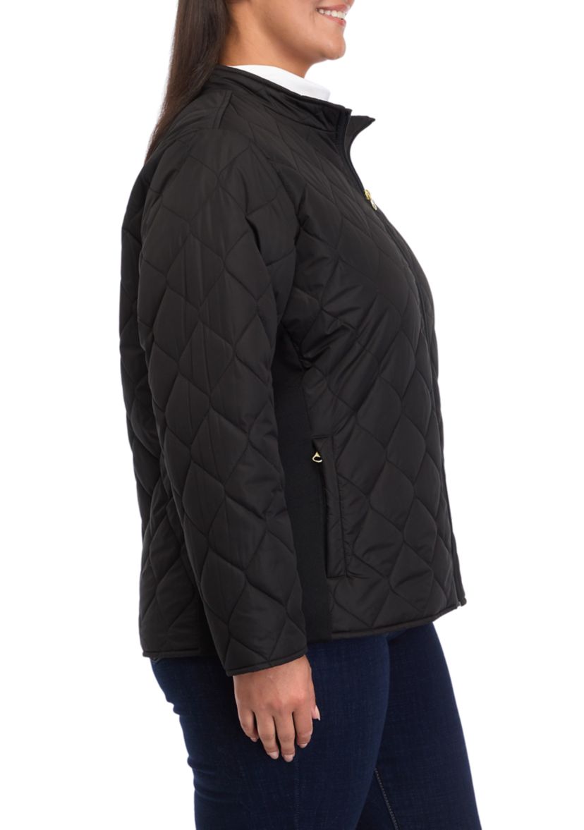 Plus Size Side Rib Puffer Jacket 