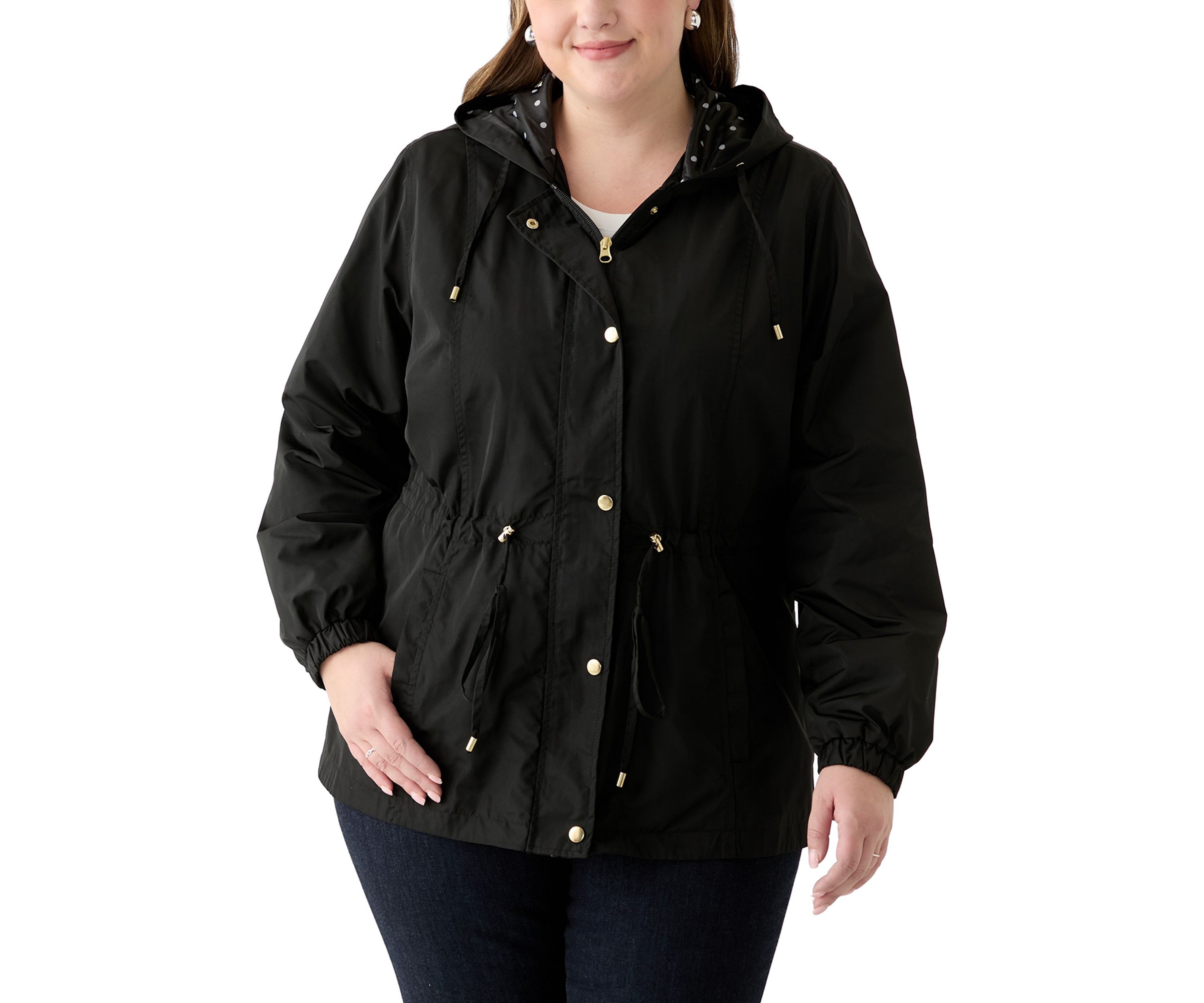 Plus Size Long Sleeve Hooded Anorak Jacket