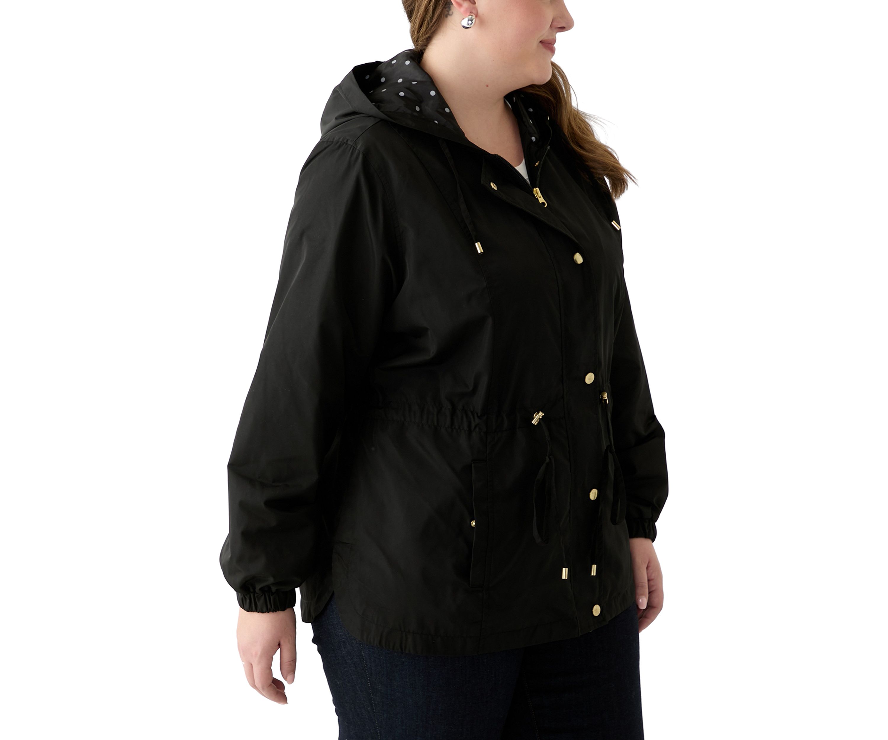 Plus Size Long Sleeve Hooded Anorak Jacket