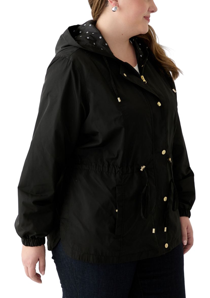 Plus Size Long Sleeve Hooded Anorak Jacket