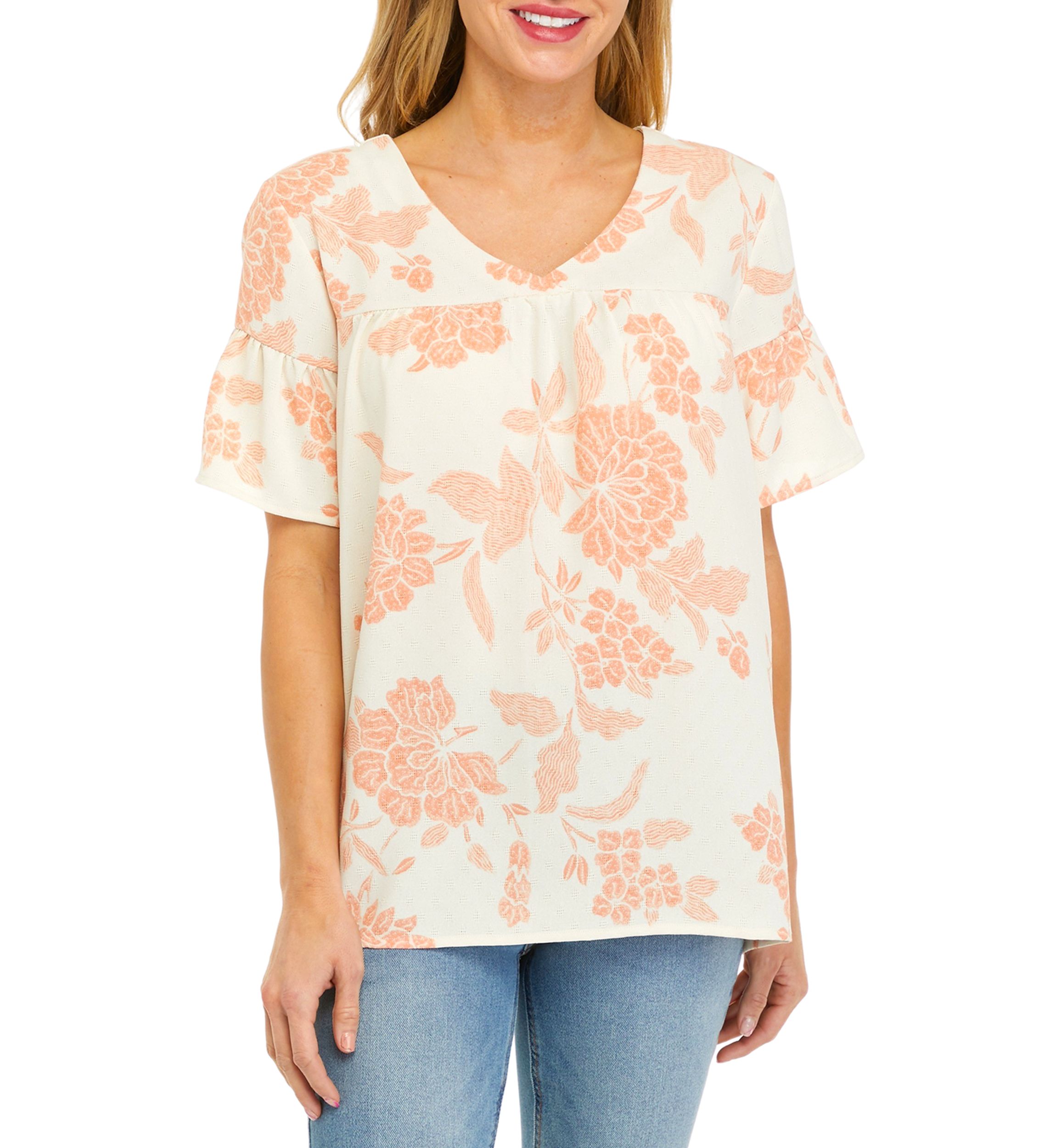 Womens Short Flutter Sleeve Airflow Top 