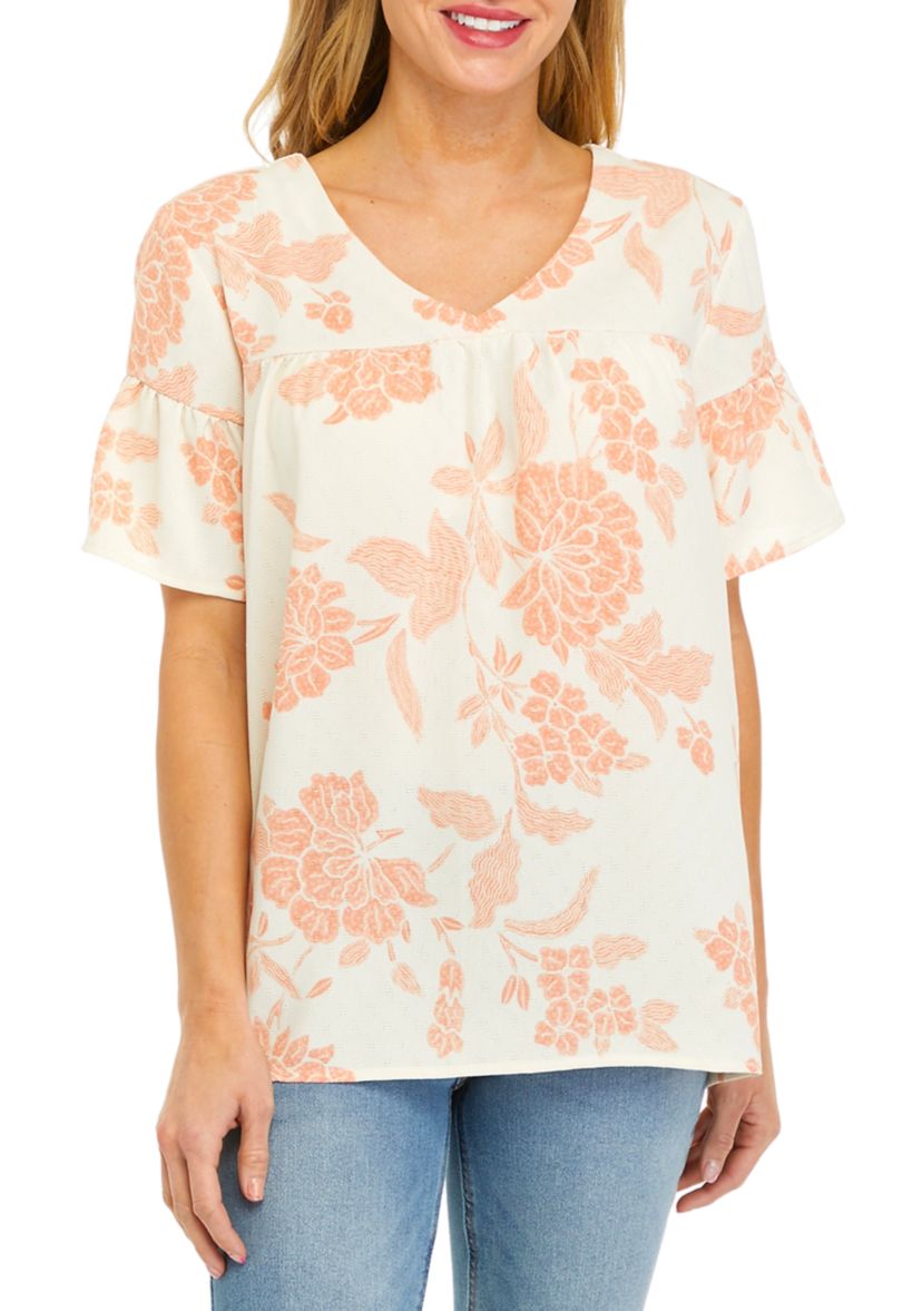 Womens Short Flutter Sleeve Airflow Top 