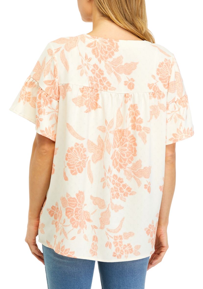 Womens Short Flutter Sleeve Airflow Top 