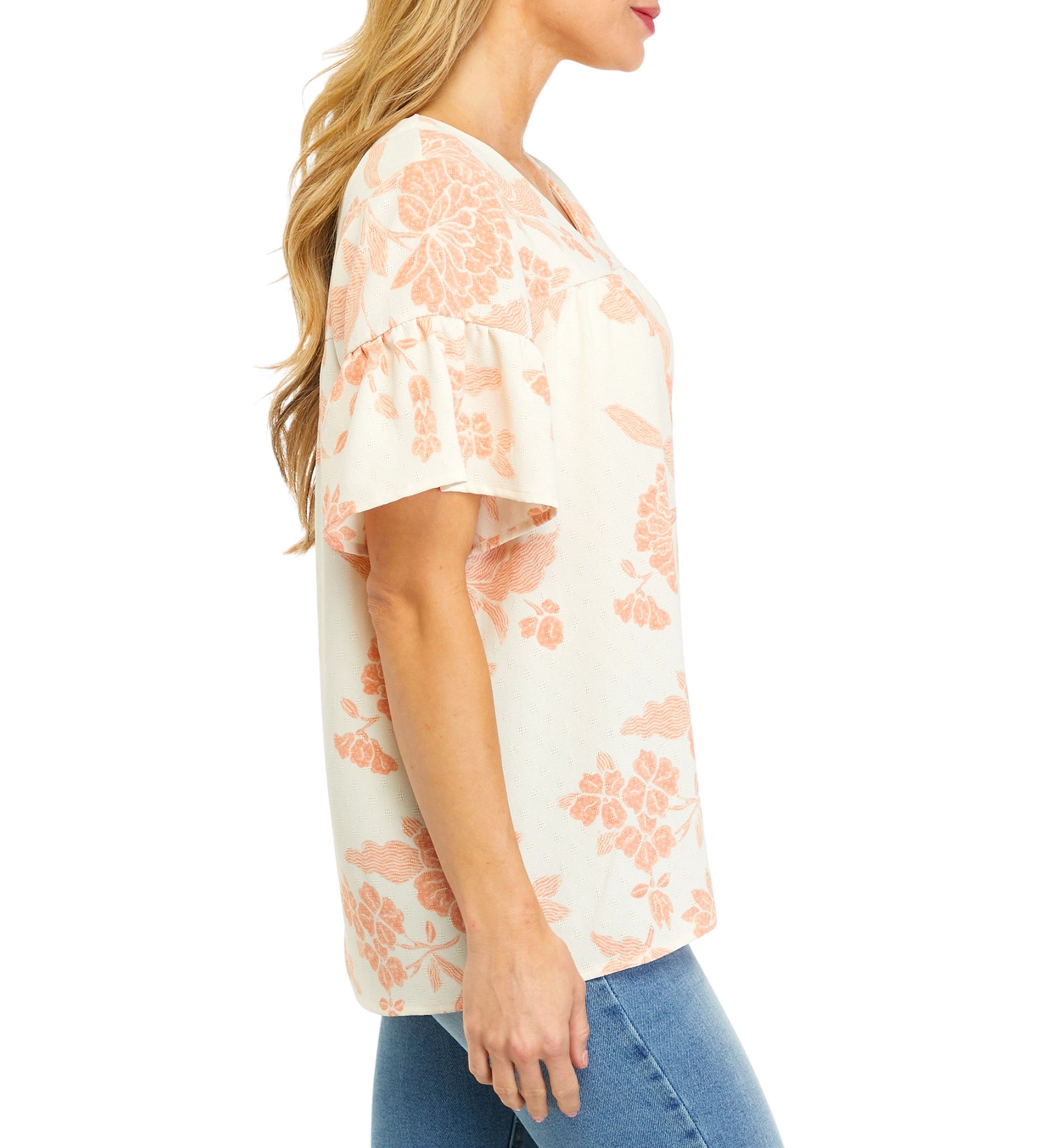 Womens Short Flutter Sleeve Airflow Top 