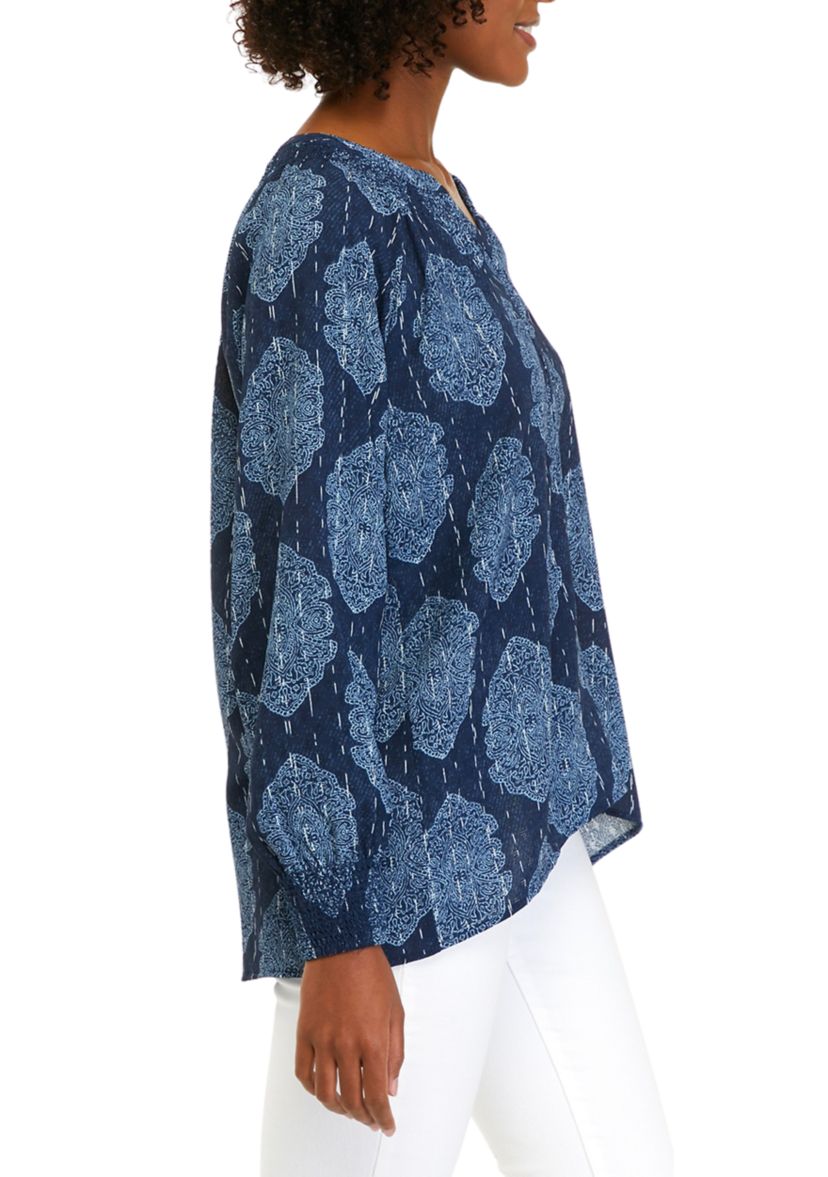 Womens Long Sleeve Airflow V-Neck Peasant Top 									
