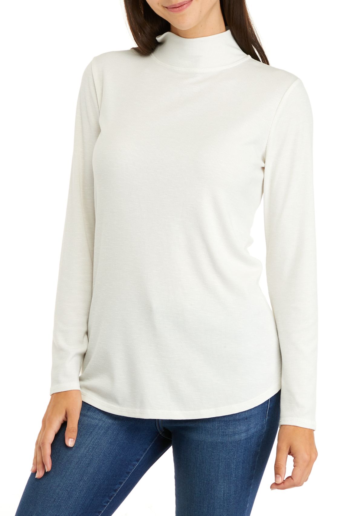 Womens Long Sleeve Mock Neck Top