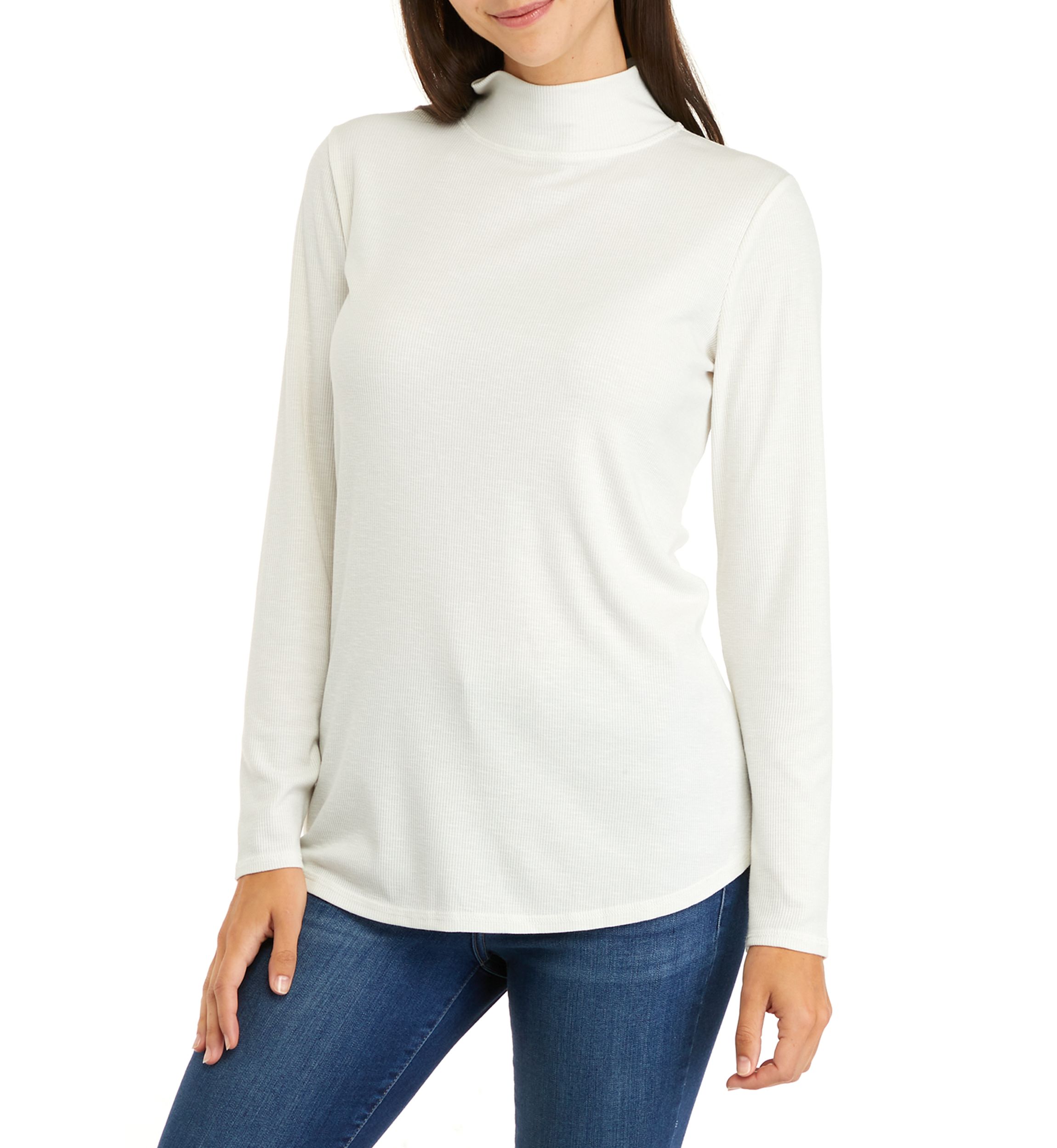 Womens Long Sleeve Mock Neck Top