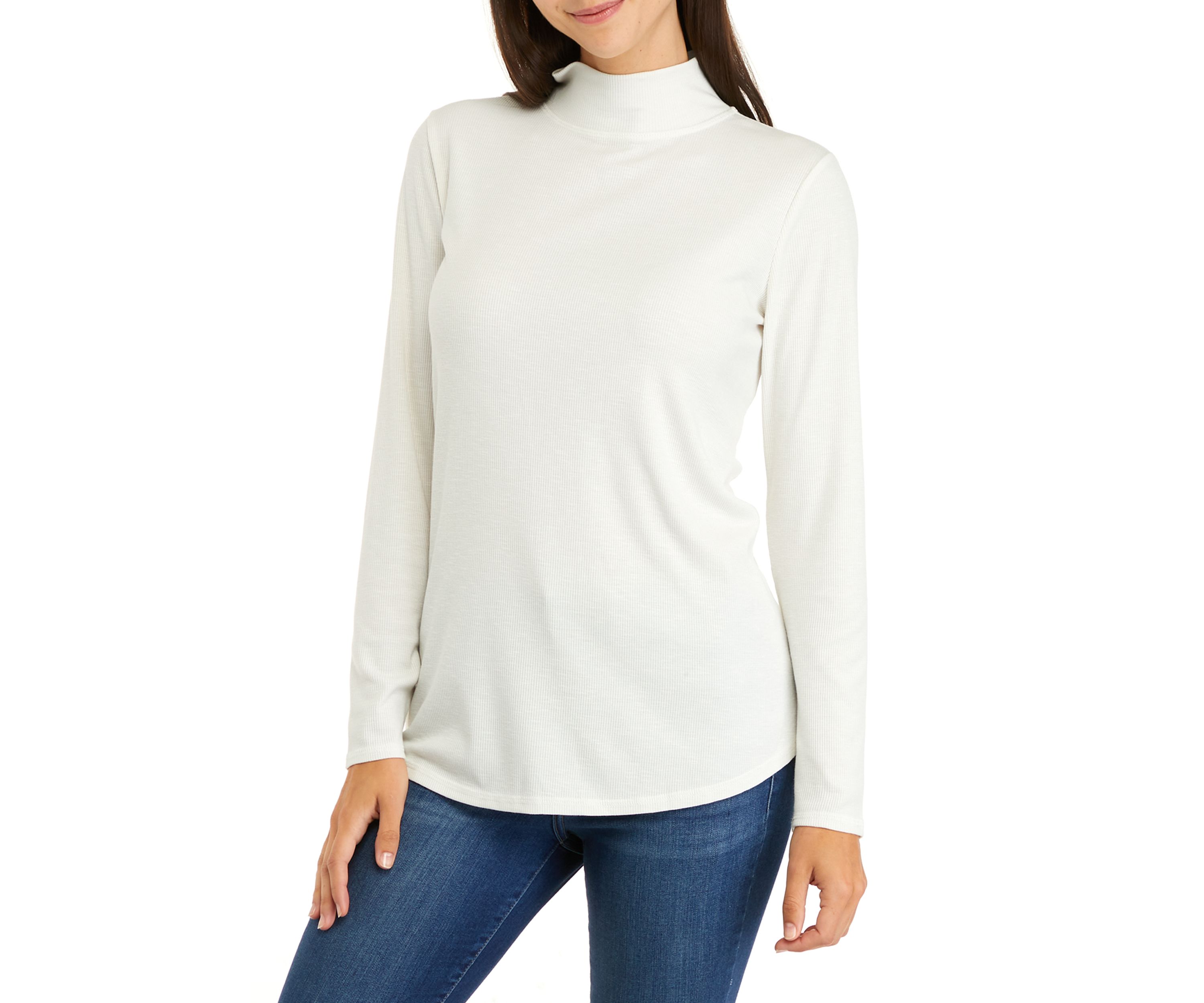 Womens Long Sleeve Mock Neck Top