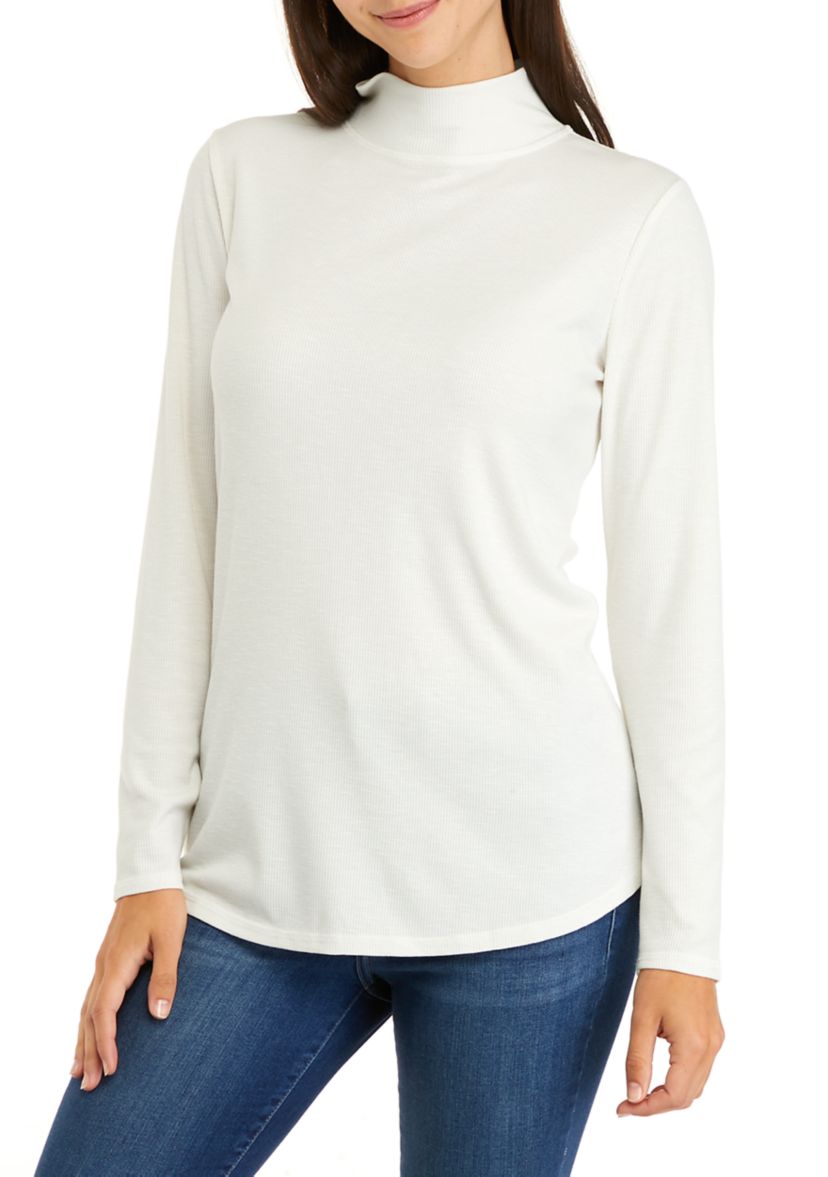 Womens Long Sleeve Mock Neck Top