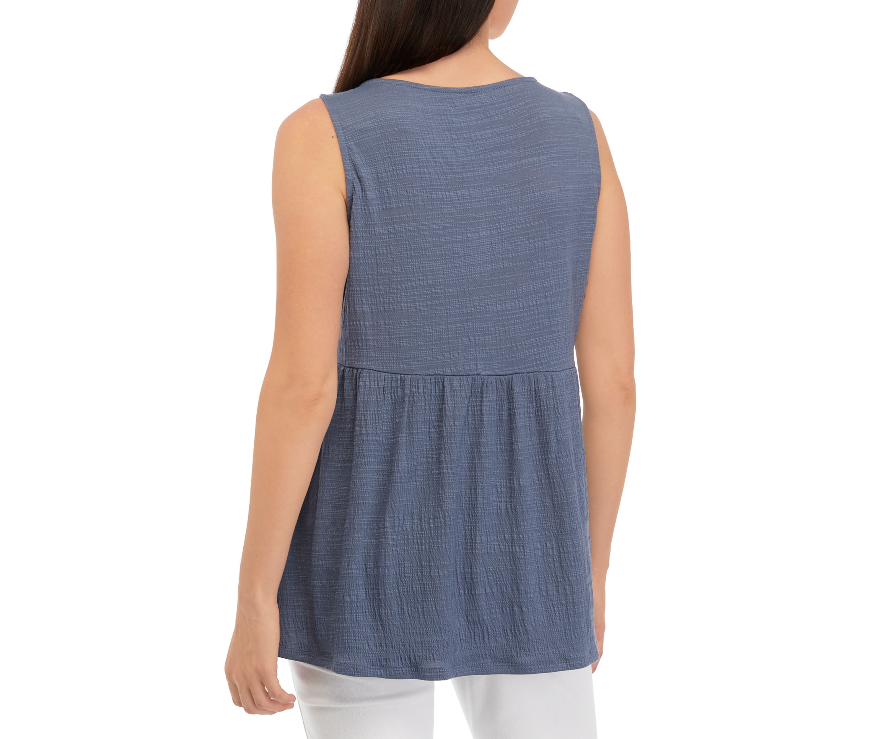 Womens Sleeveless Split Neck Tunic Top