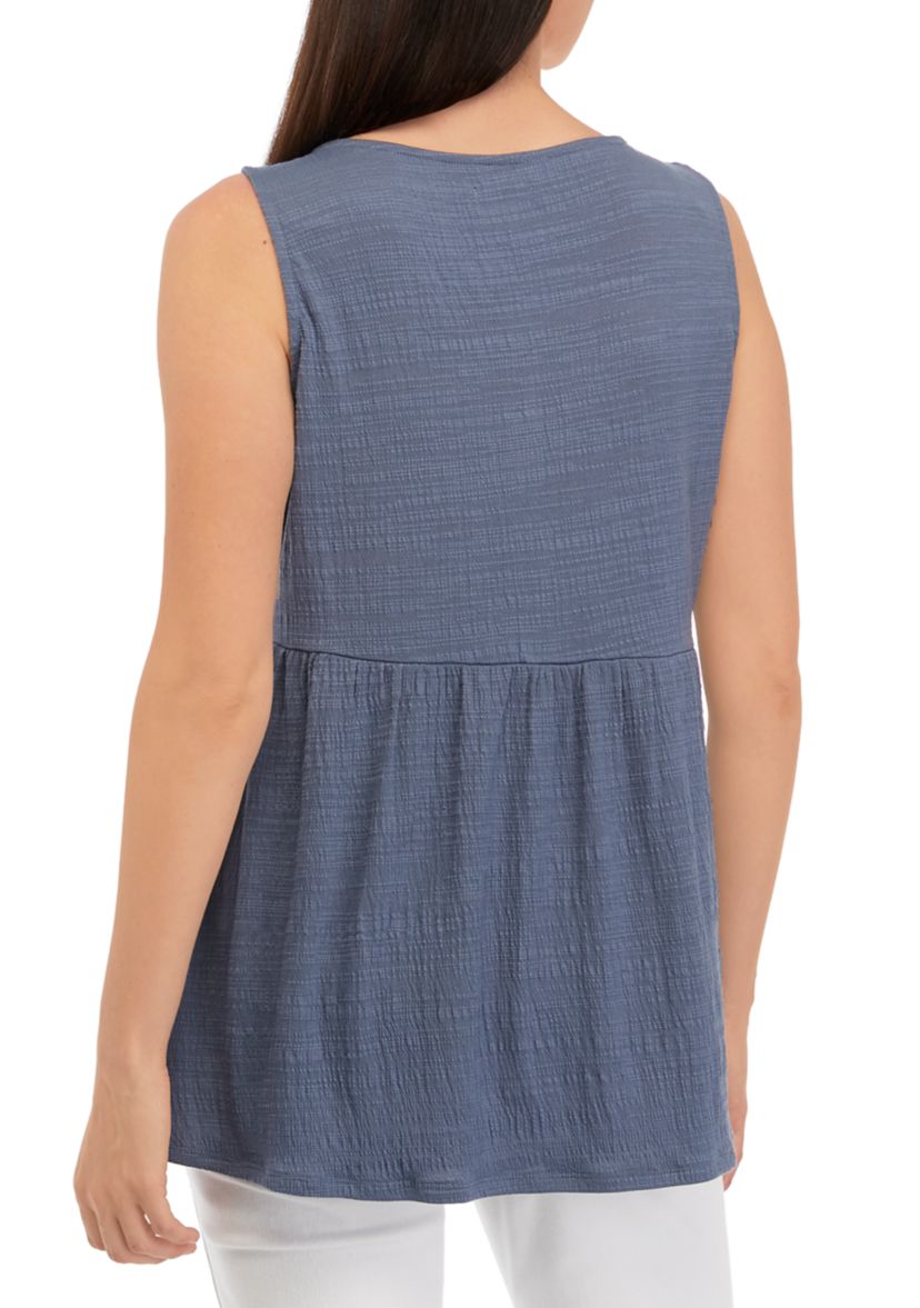 Womens Sleeveless Split Neck Tunic Top