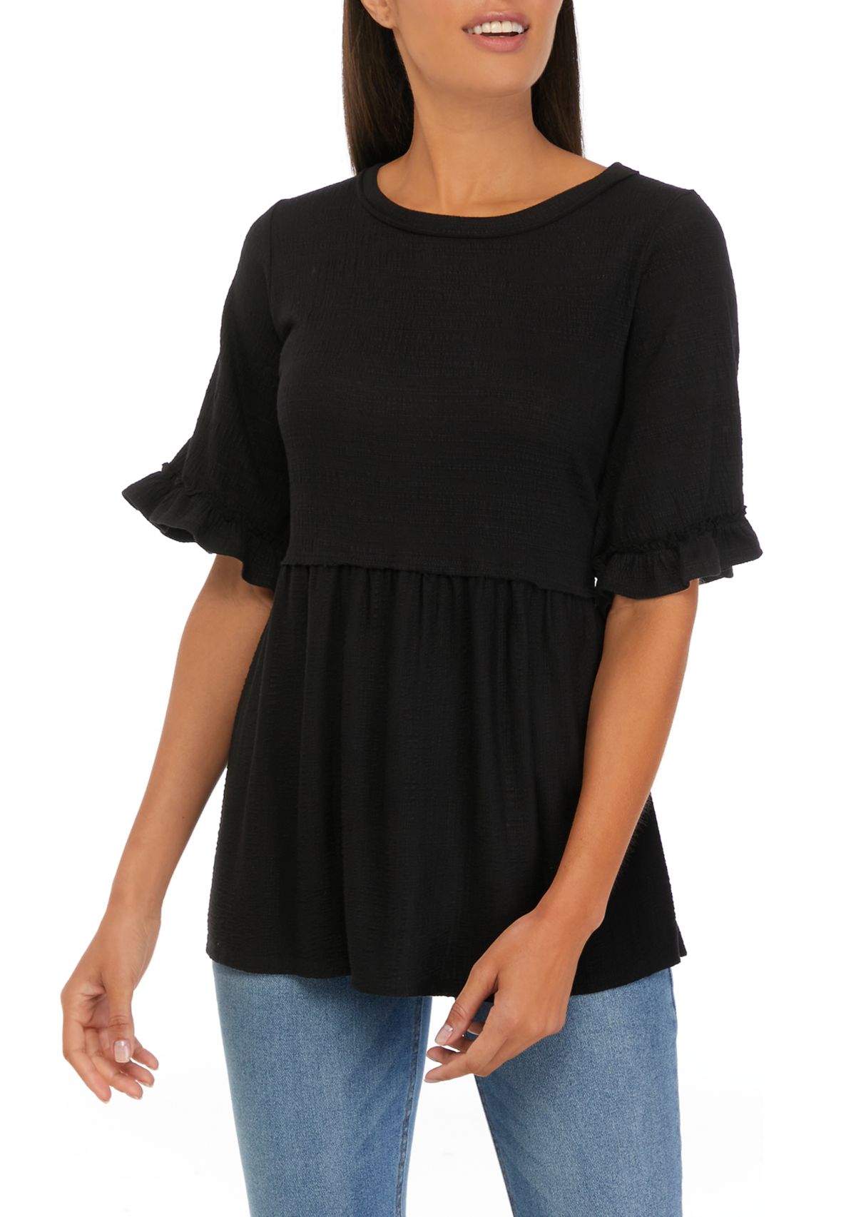 Womens Flutter Sleeve Tunic Top