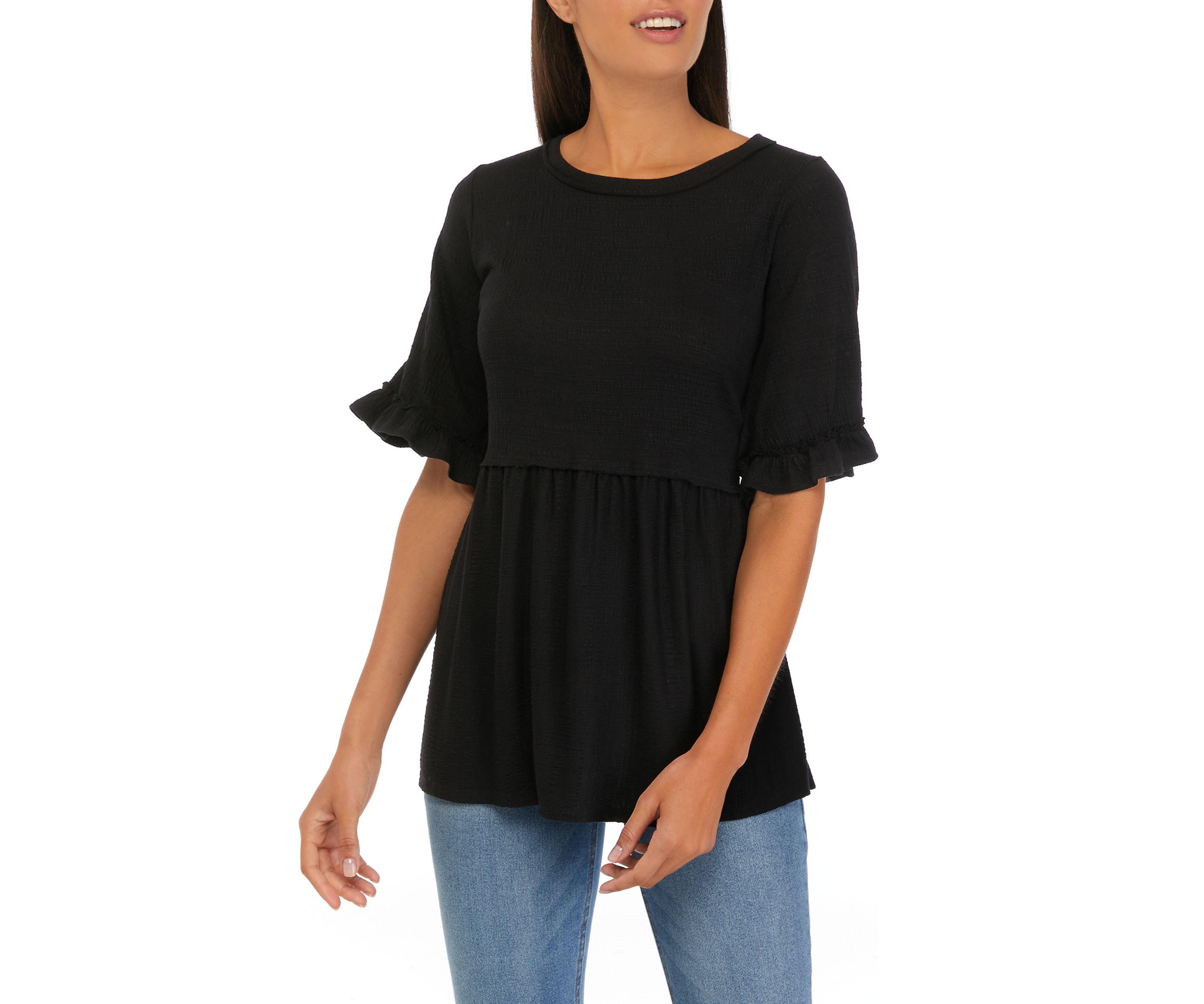 Womens Flutter Sleeve Tunic Top