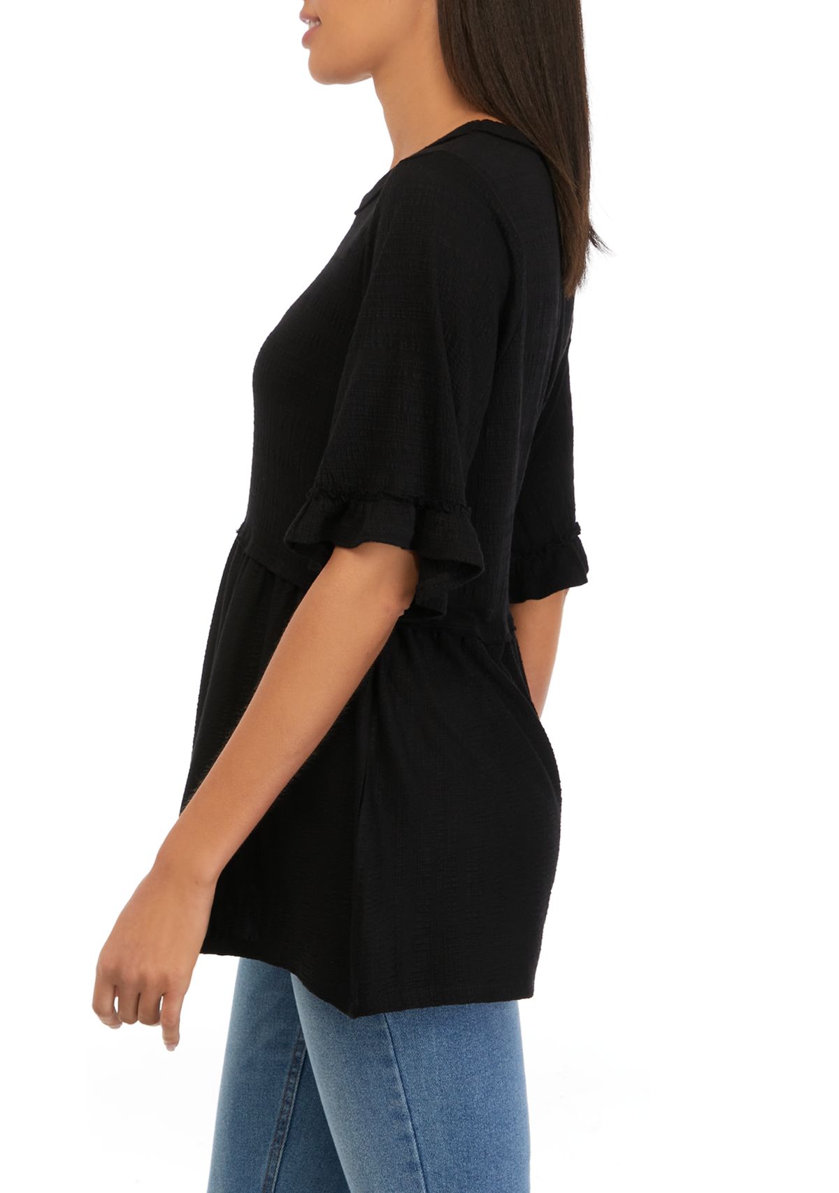Womens Flutter Sleeve Tunic Top