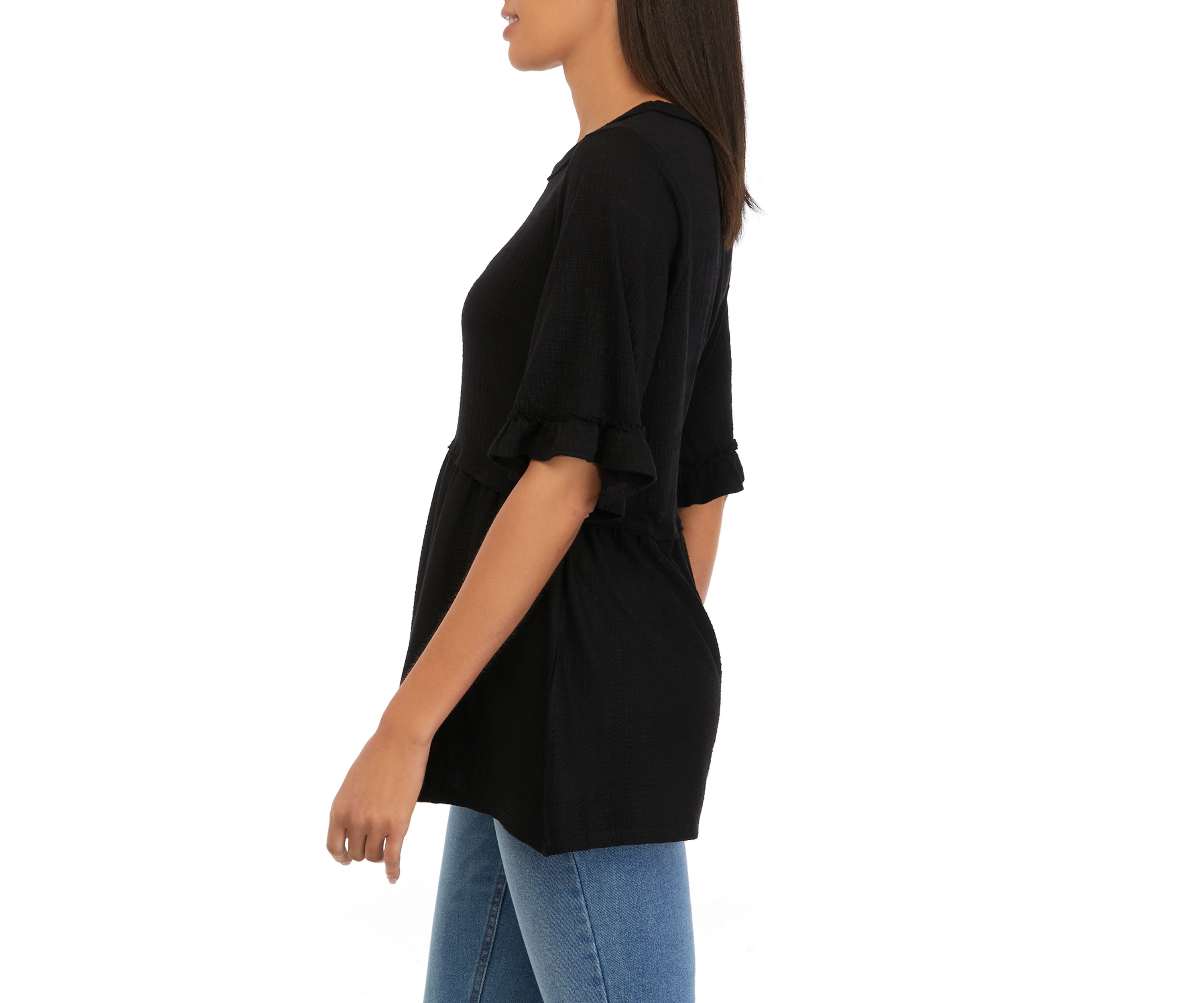 Womens Flutter Sleeve Tunic Top